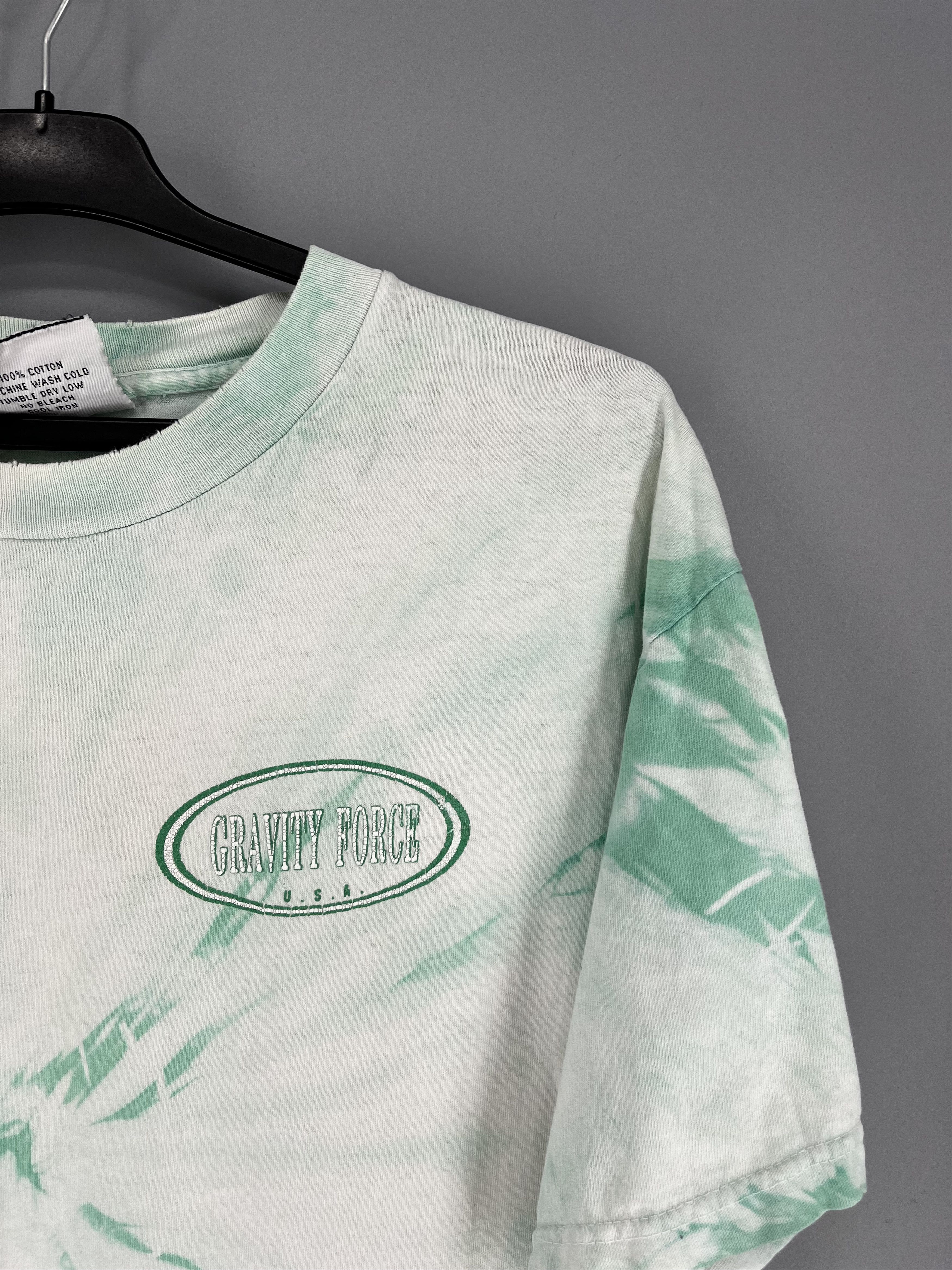 Vintage Vintage 90s Gravity Force Big Logo Full Print Tie-Dye Shirt Size US L / EU 52-54 / 3 - 7 Thumbnail
