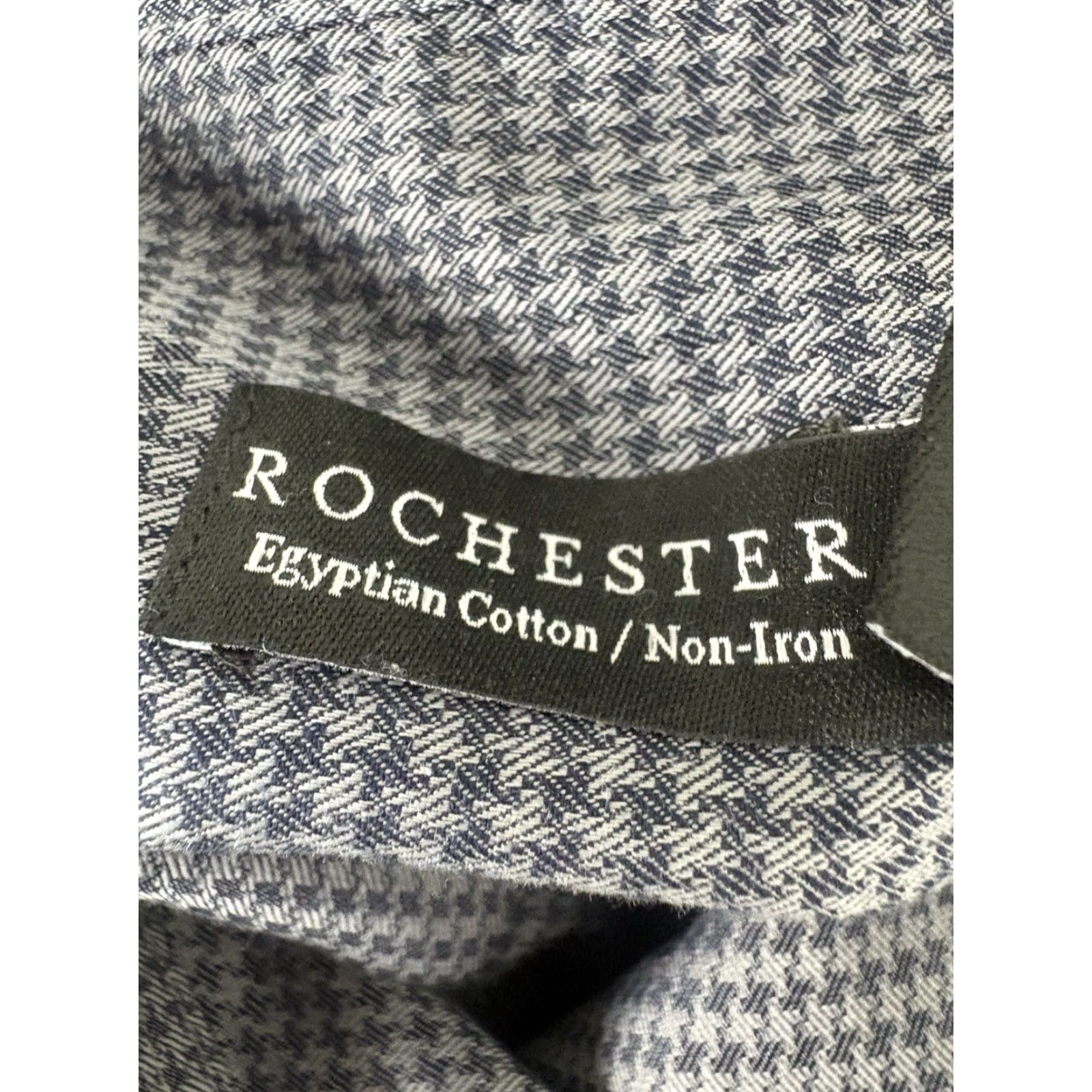 Vintage Rochester Dress Shirt Rochester 100% Egyptian Cotton Button-Down Woven White/Gray Geometric Non-Iron Long Sleeve 36/37T Big & Tall Mens Shirt Size 36R - 7 Thumbnail