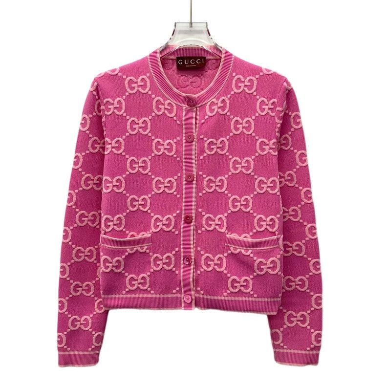Gucci Gucci 24 pink logo jacquad full printed cotton round neck Size S / US 4 / IT 40 - 1 Thumbnail
