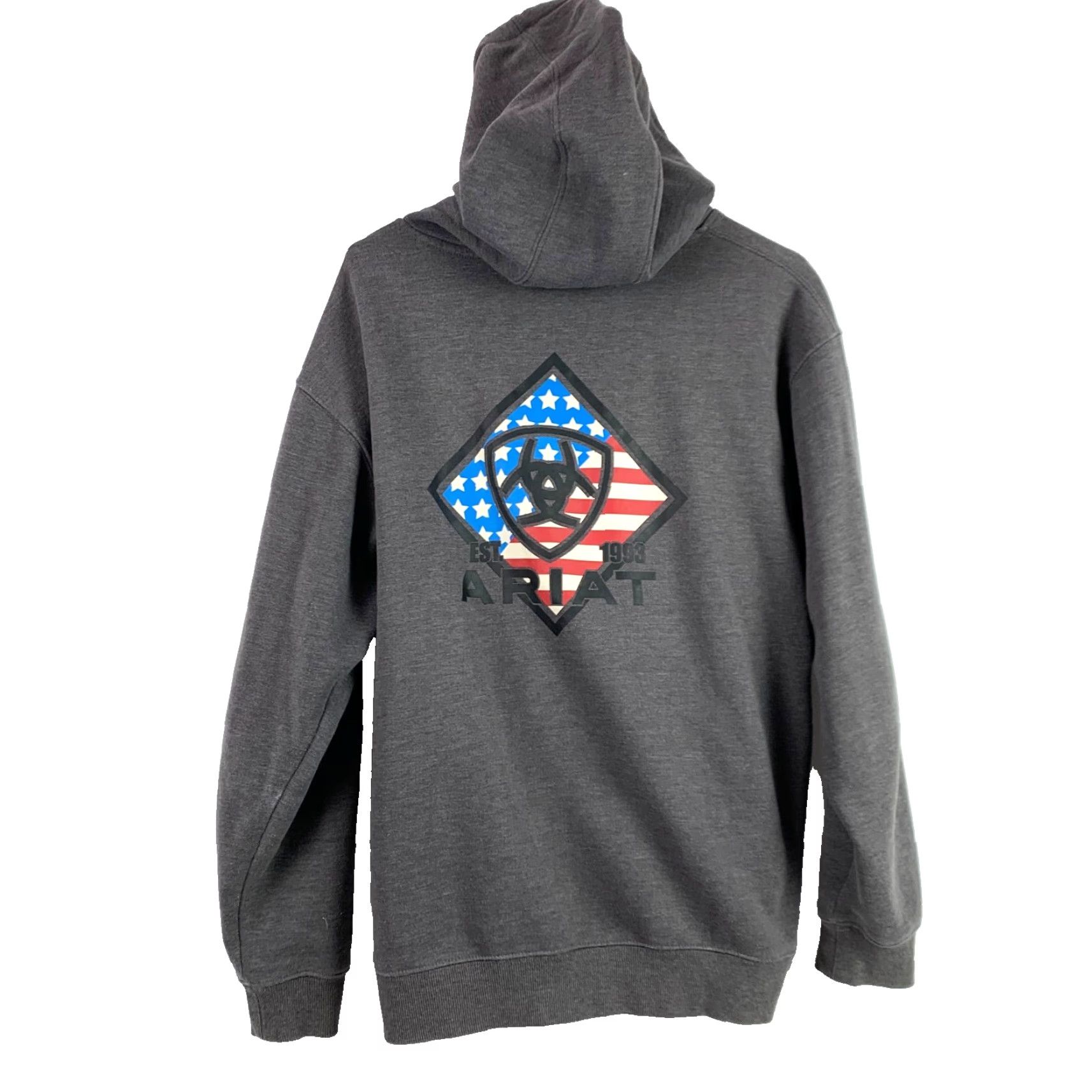 Ariat Ariat Hoodie Graphic Print Chest 46" Gray XL Mens Pullover Hooded Pockets Cotton Blend Fleece Size US XL / EU 56 / 4 - 5 Thumbnail