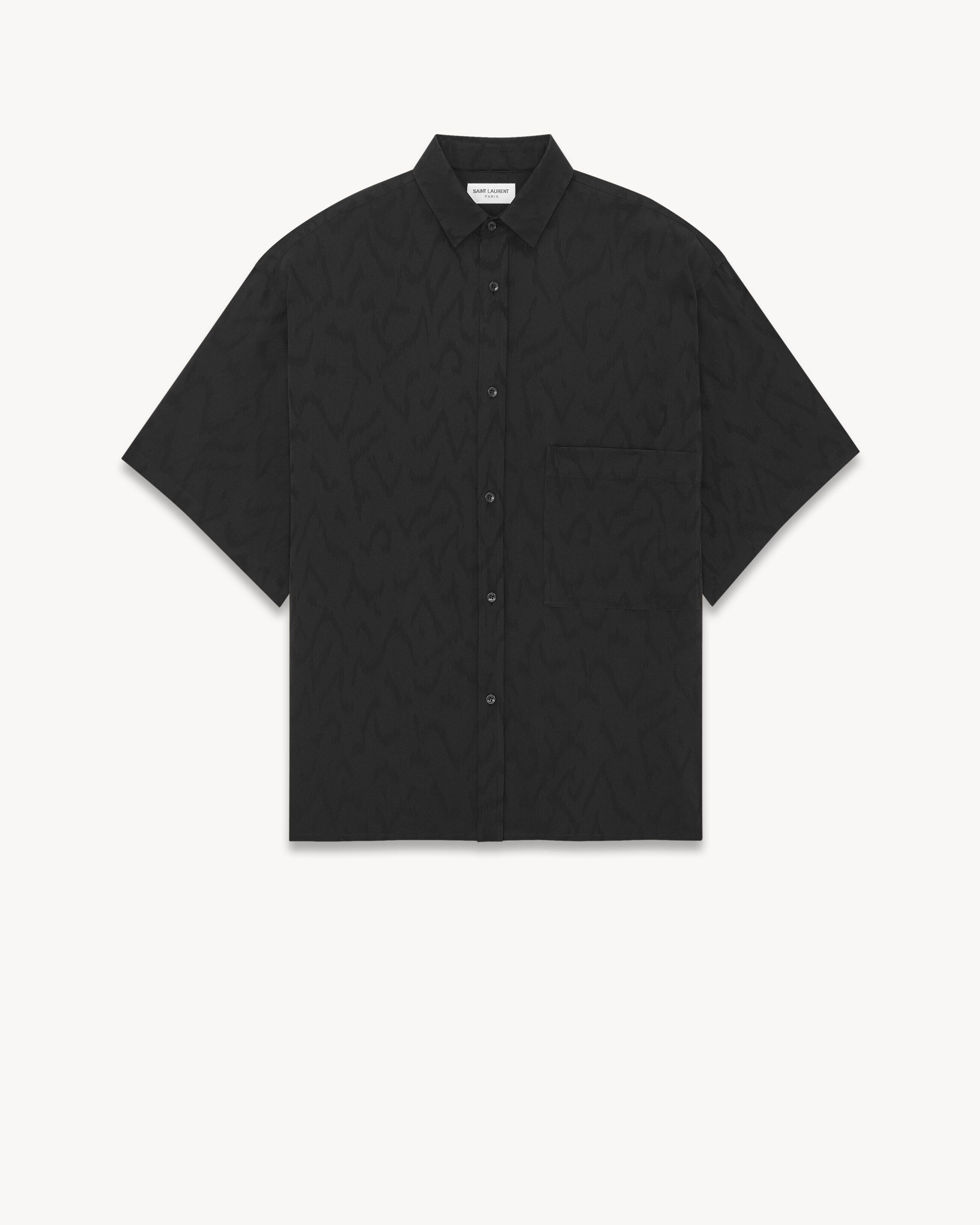 Saint Laurent Paris o1s1wg110625 714643 Oversize Shirt in Matte and Shiny Silk Size US M / EU 48-50 / 2 - 1 Thumbnail