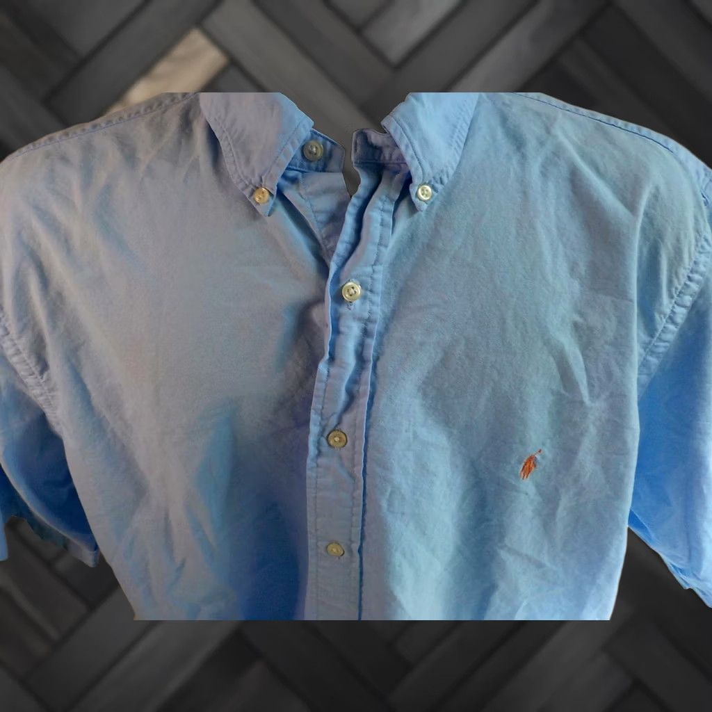 Ralph Lauren RALPH LAUREN Short Sleeve Button Down Shirt Blue Cotton 2XLT Mens Logo Button-Up Size US XXL / EU 58 / 5 - 1 Thumbnail