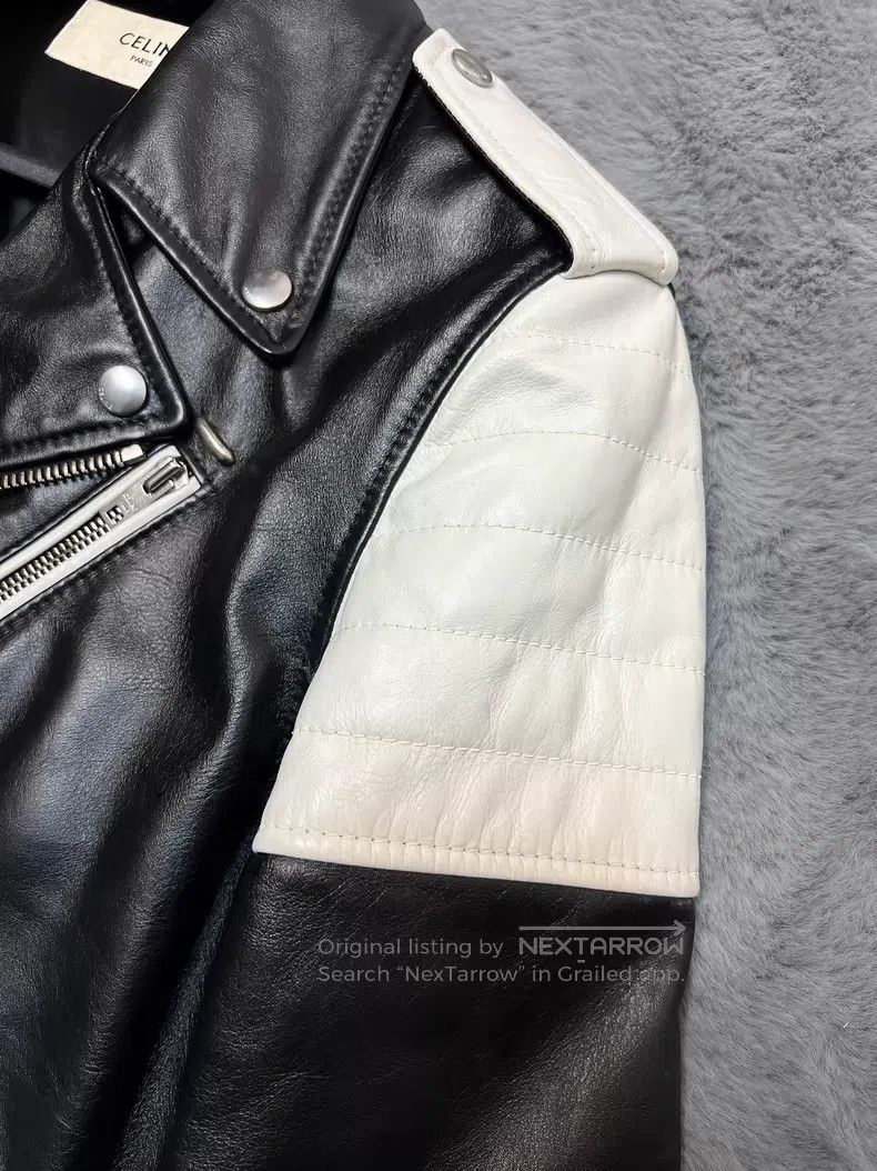 Celine CELINE Black and White Patchwork Leather Multi-Zip Motorcy Size US S / EU 44-46 / 1 - 6 Thumbnail
