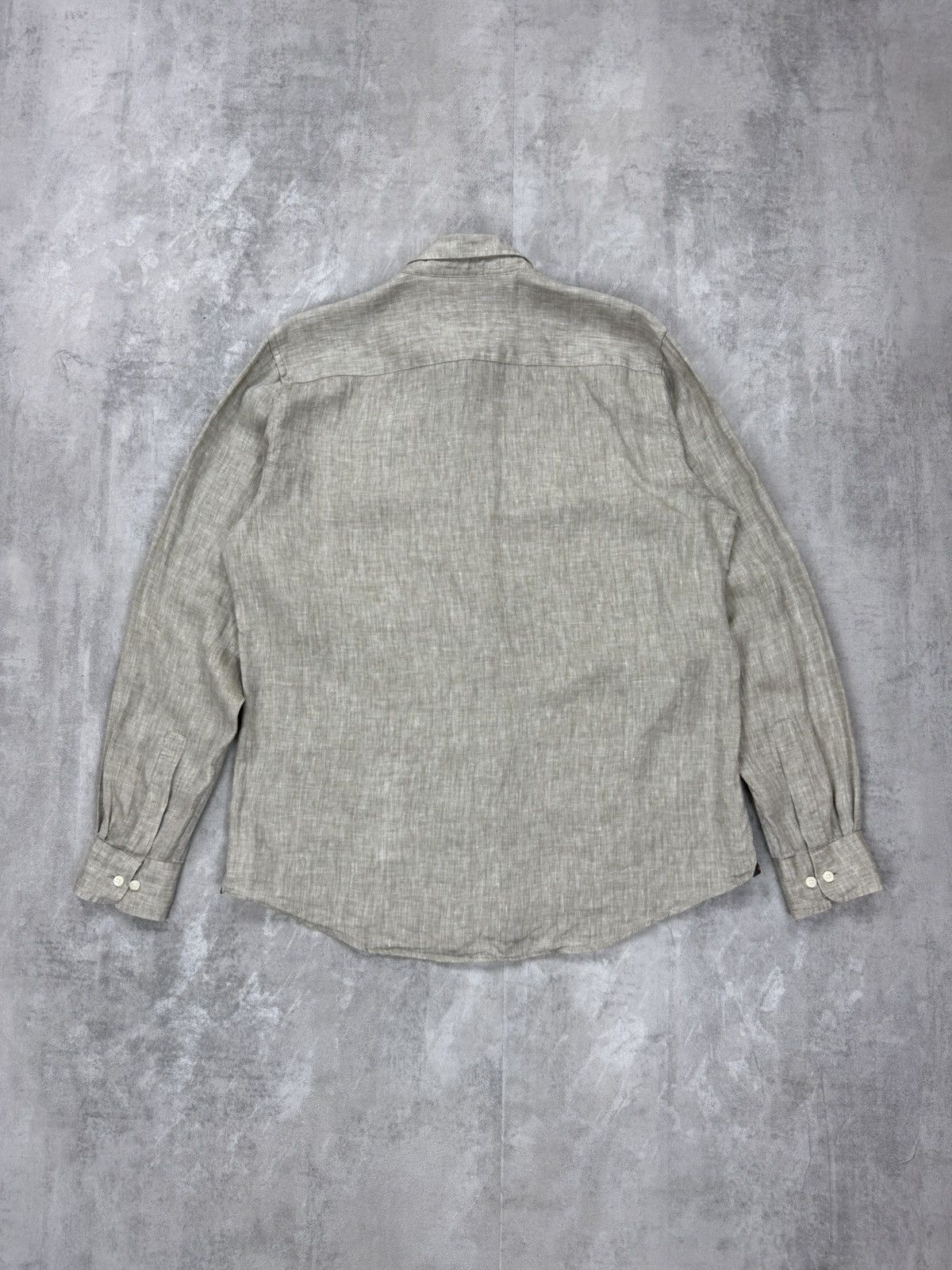 Morris MORRIS Pure Linen Shirt Herringbone Button Up Long Sleeve Size US L / EU 52-54 / 3 - 9 Thumbnail
