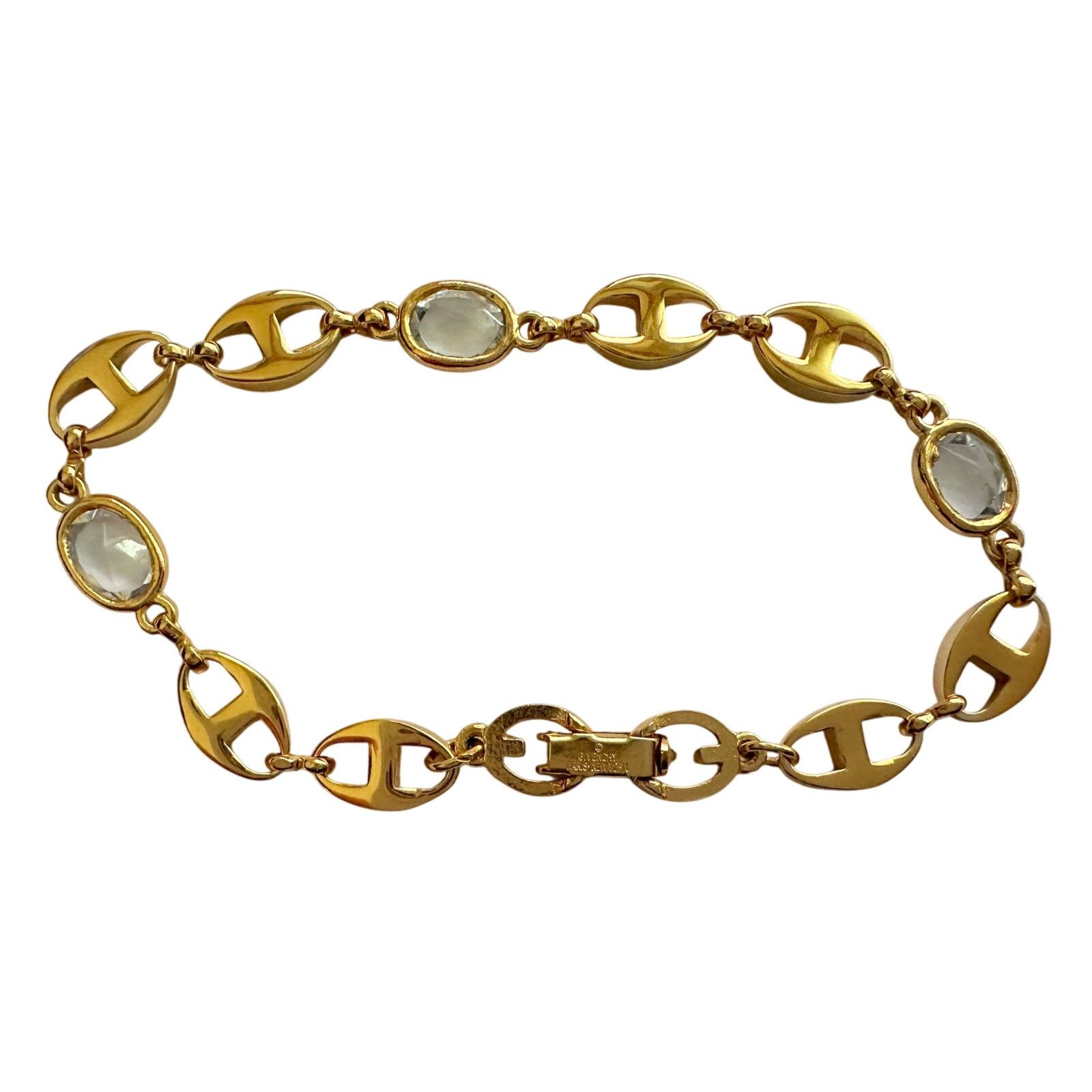 Givenchy Givenchy Oval Mirrored GG Gold Plate Bracelet w Gemstones Size ONE SIZE - 9 Thumbnail