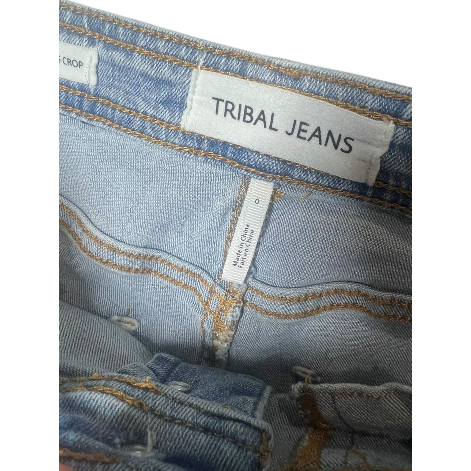 Other Tribal Women’s Size 0 Mid-Rise Wide Leg Crop Blue Jeans Size 25" / US 0 / IT 36 - 3 Thumbnail