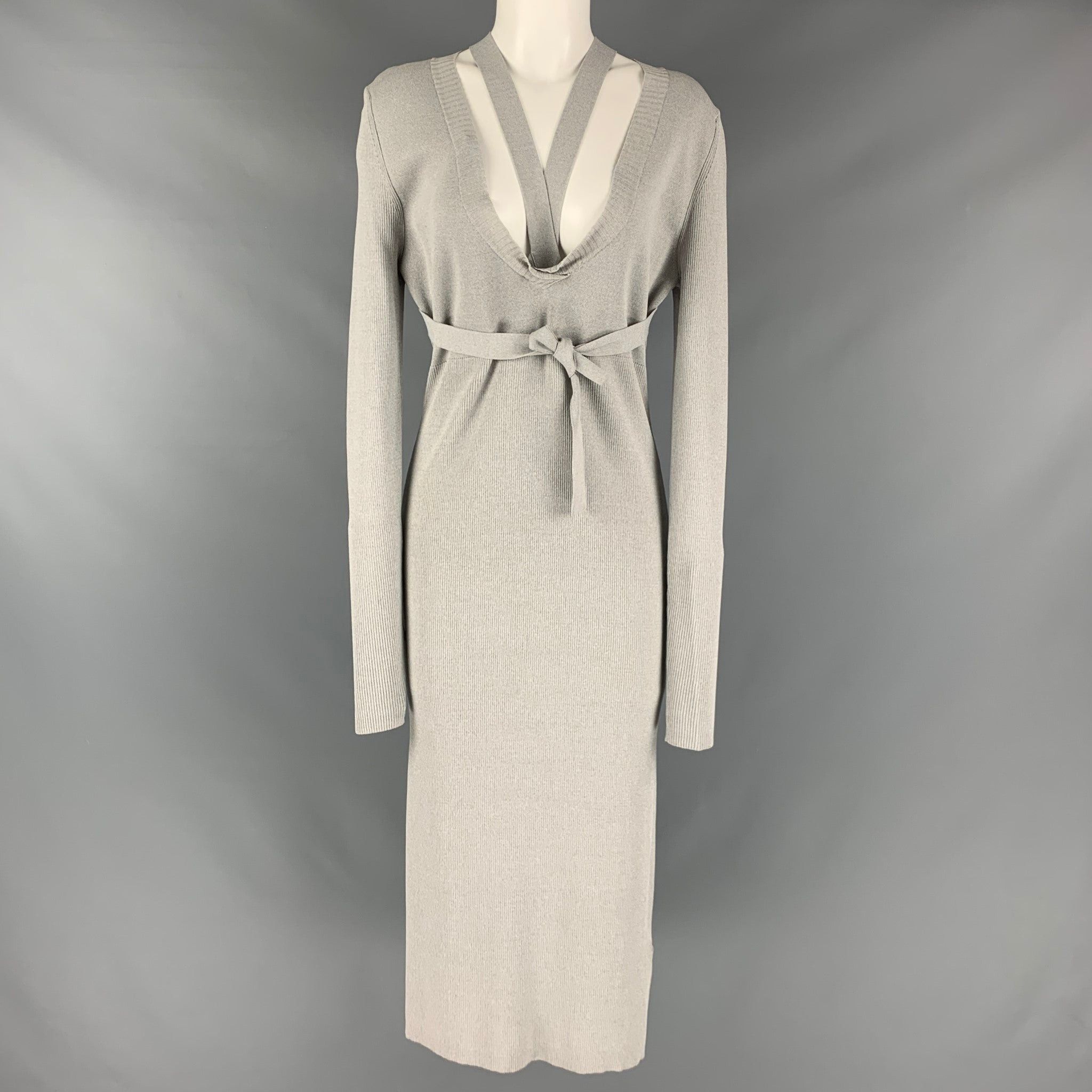 image of Dion Lee Grey Viscose Blend Midi Midcalf Dress, Women's (Size Medium)