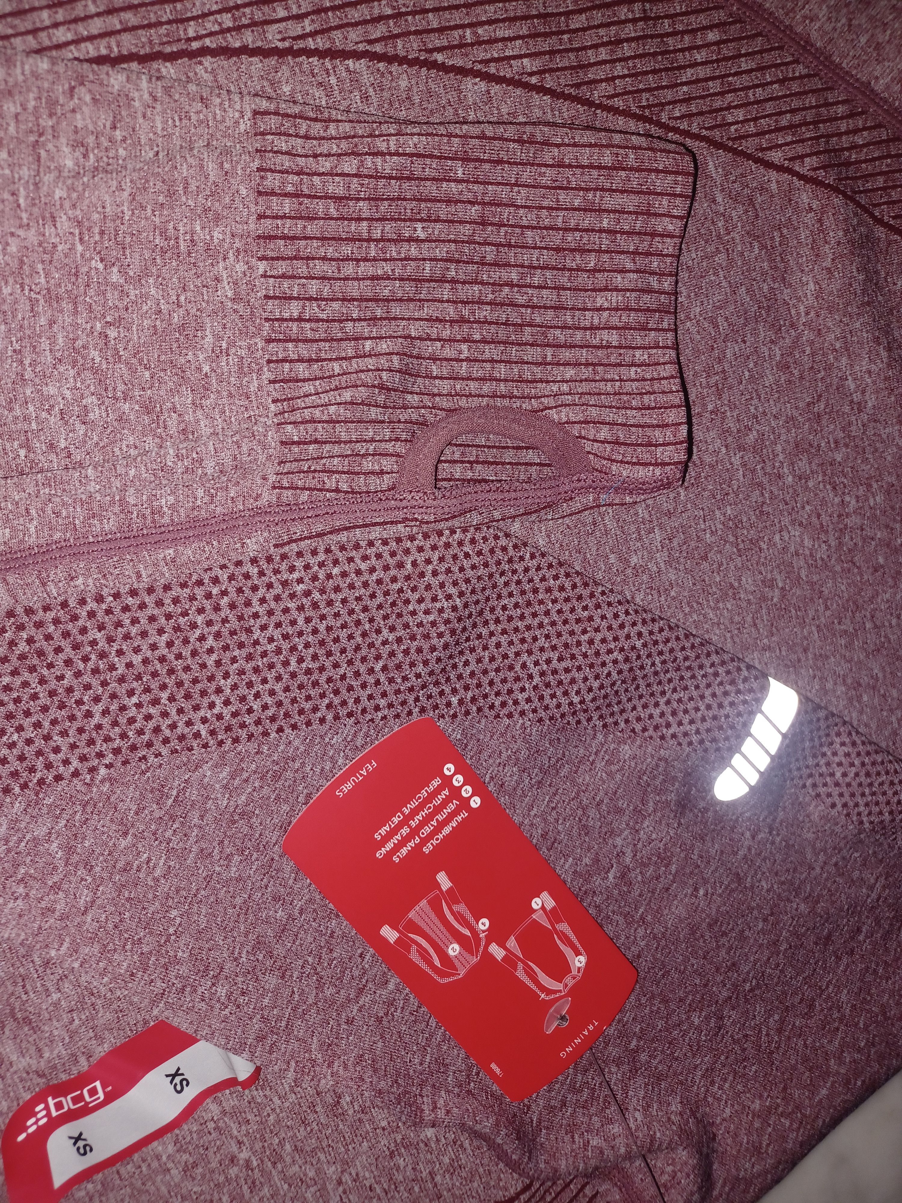 Other bcg Women's Athletic Long Sleeve Top XS Maroon NWT Size XS / US 0-2 / IT 36-38 - 6 Thumbnail