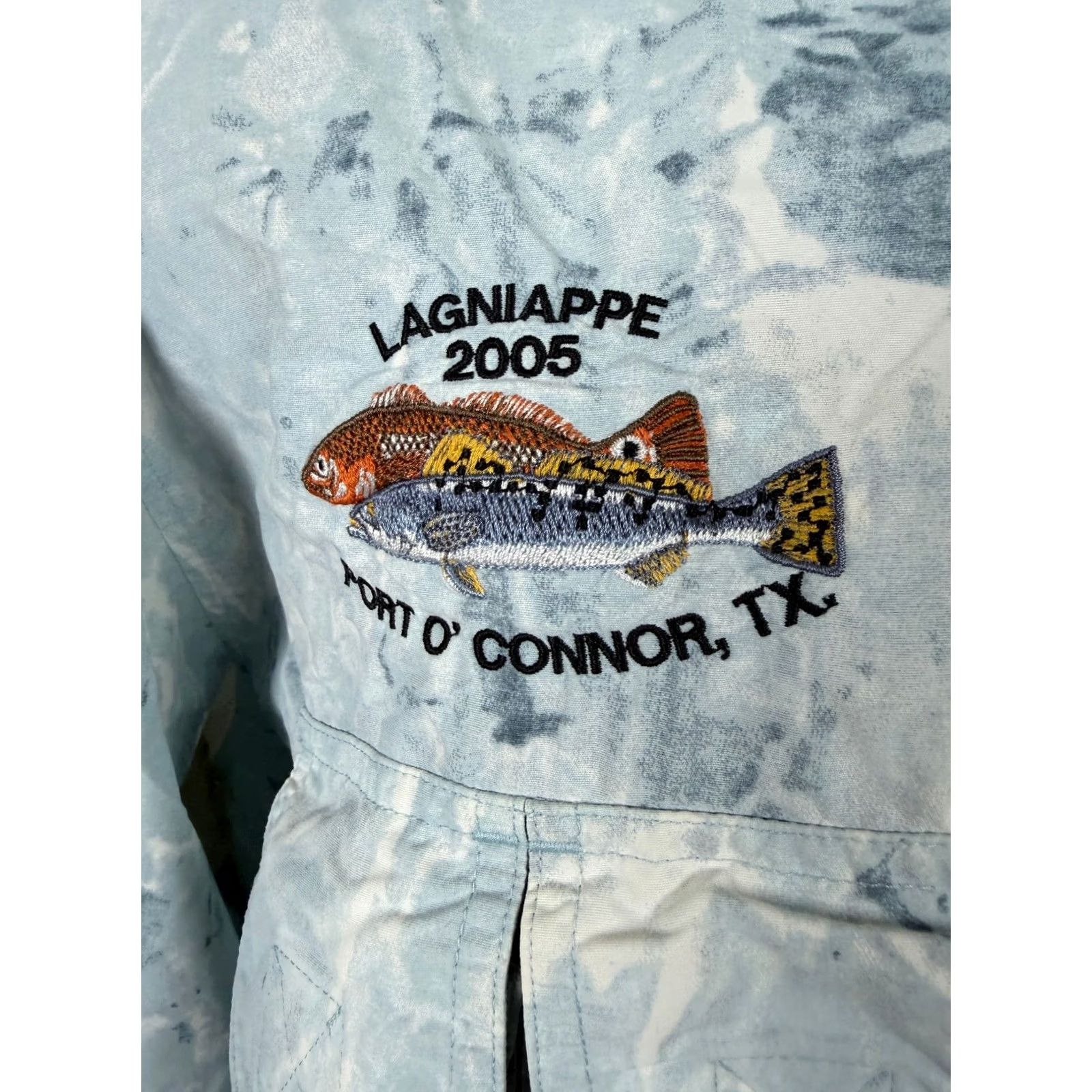 Vintage VINTAGE Aqua Designs Shirt Mens Medium Button-Up Nylon Camo Embroidered Pockets Blue Affinity Outdoor Fish Nature Size US M / EU 48-50 / 2 - 3 Thumbnail