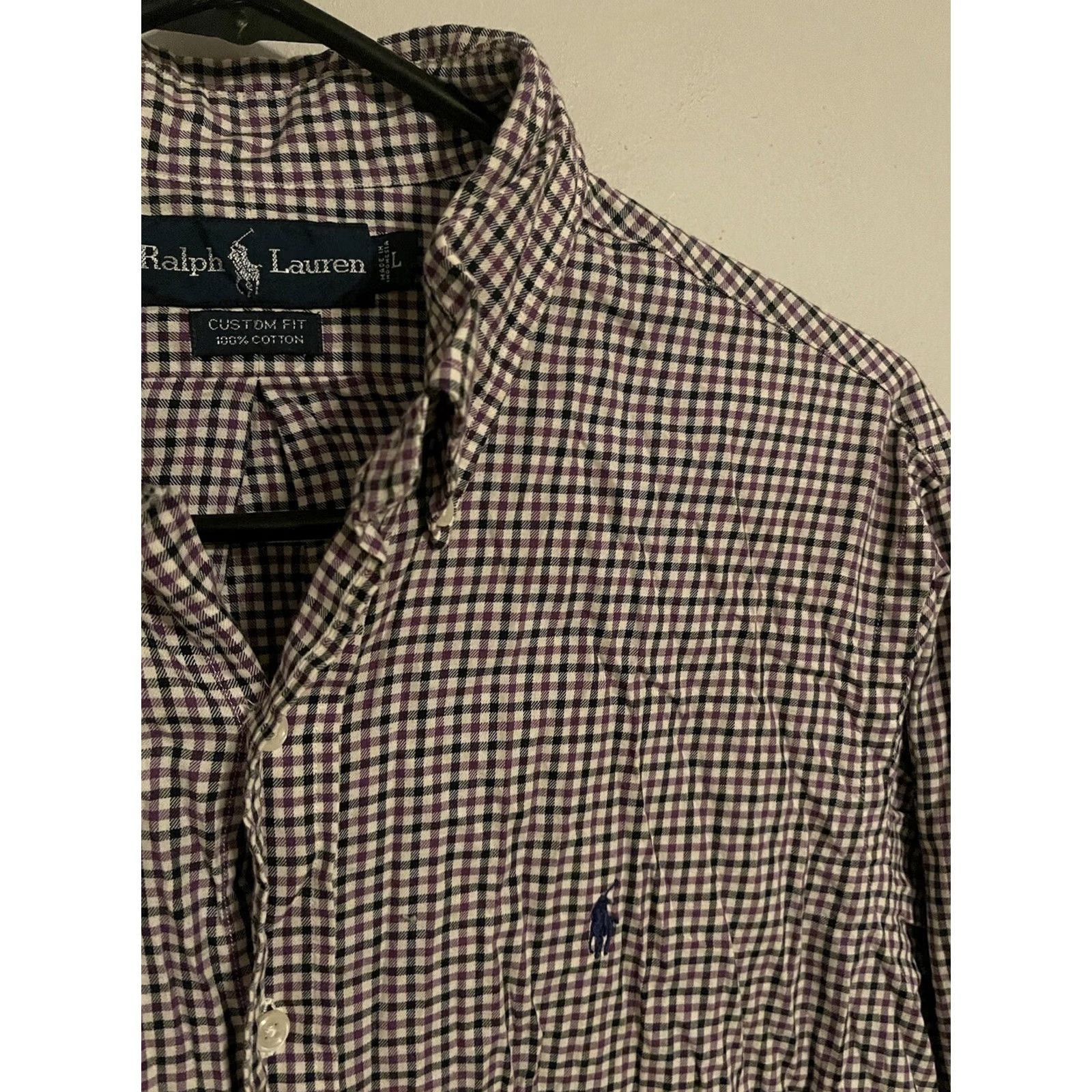Polo Ralph Lauren Polo Ralph Lauren Shirt Button Up L/S Custom Fit Men's L Purple Black Check Multicolor Size US L / EU 52-54 / 3 - 2 Thumbnail
