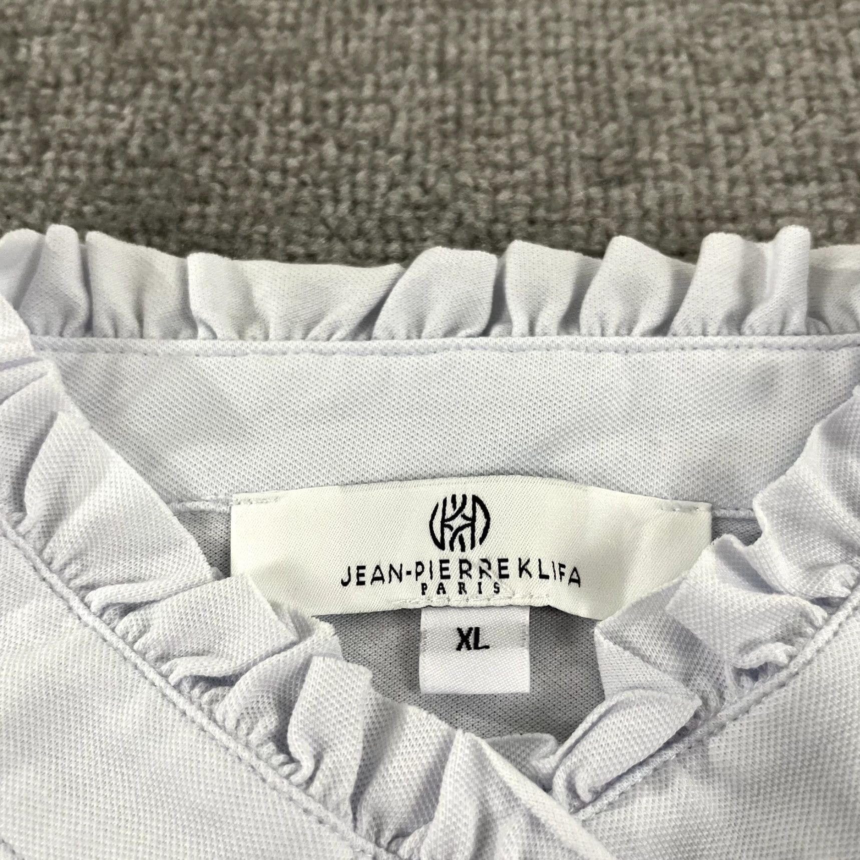 Vintage JEAN-PIERRE KLIFA Shirt Womens XL Grayish White Ruffled Wellington Polo S/S Size XL / US 12-14 / IT 48-50 - 3 Thumbnail
