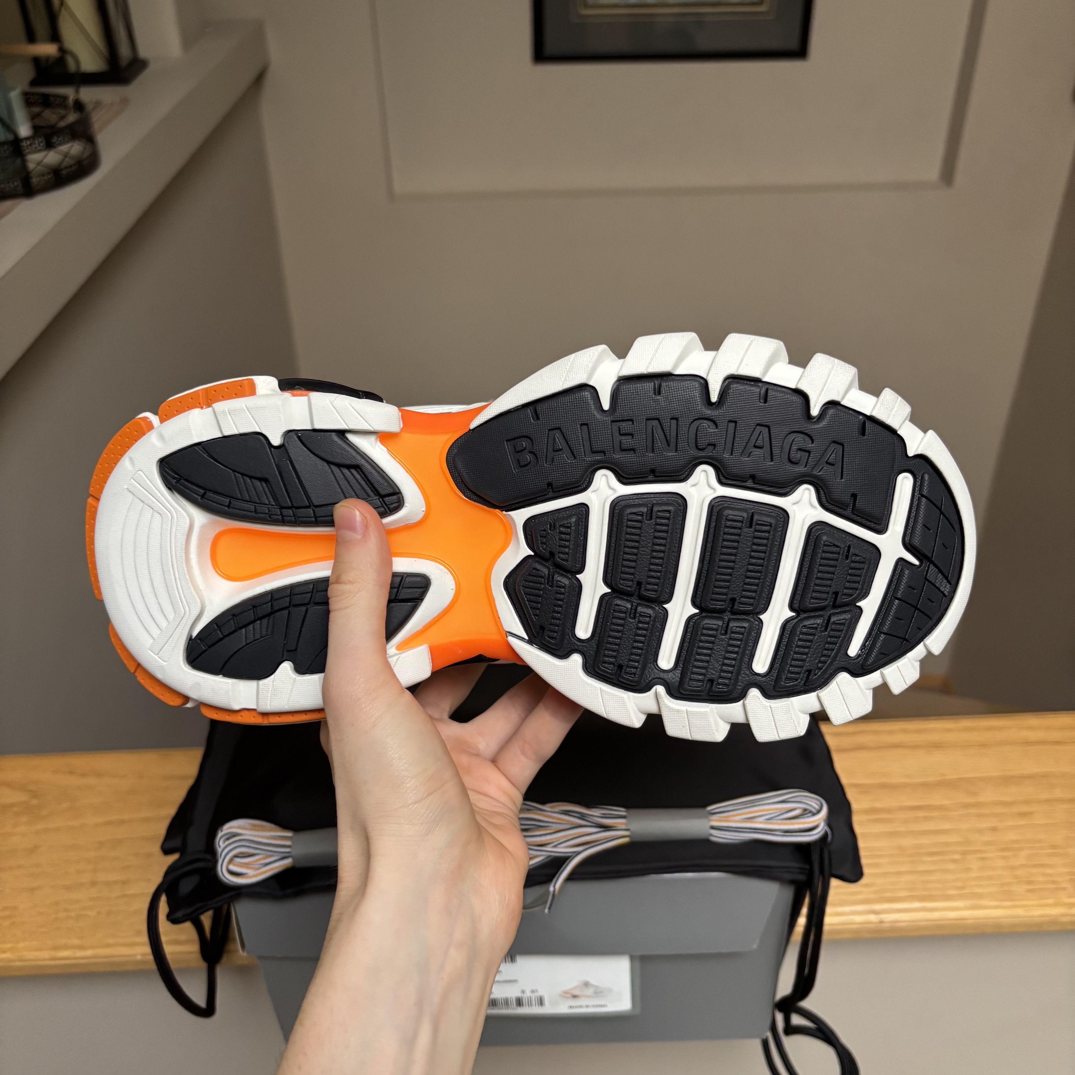 Balenciaga Balenciaga White/Grey/Orange Track Runner Mules Size US 12 / EU 45 - 3 Thumbnail