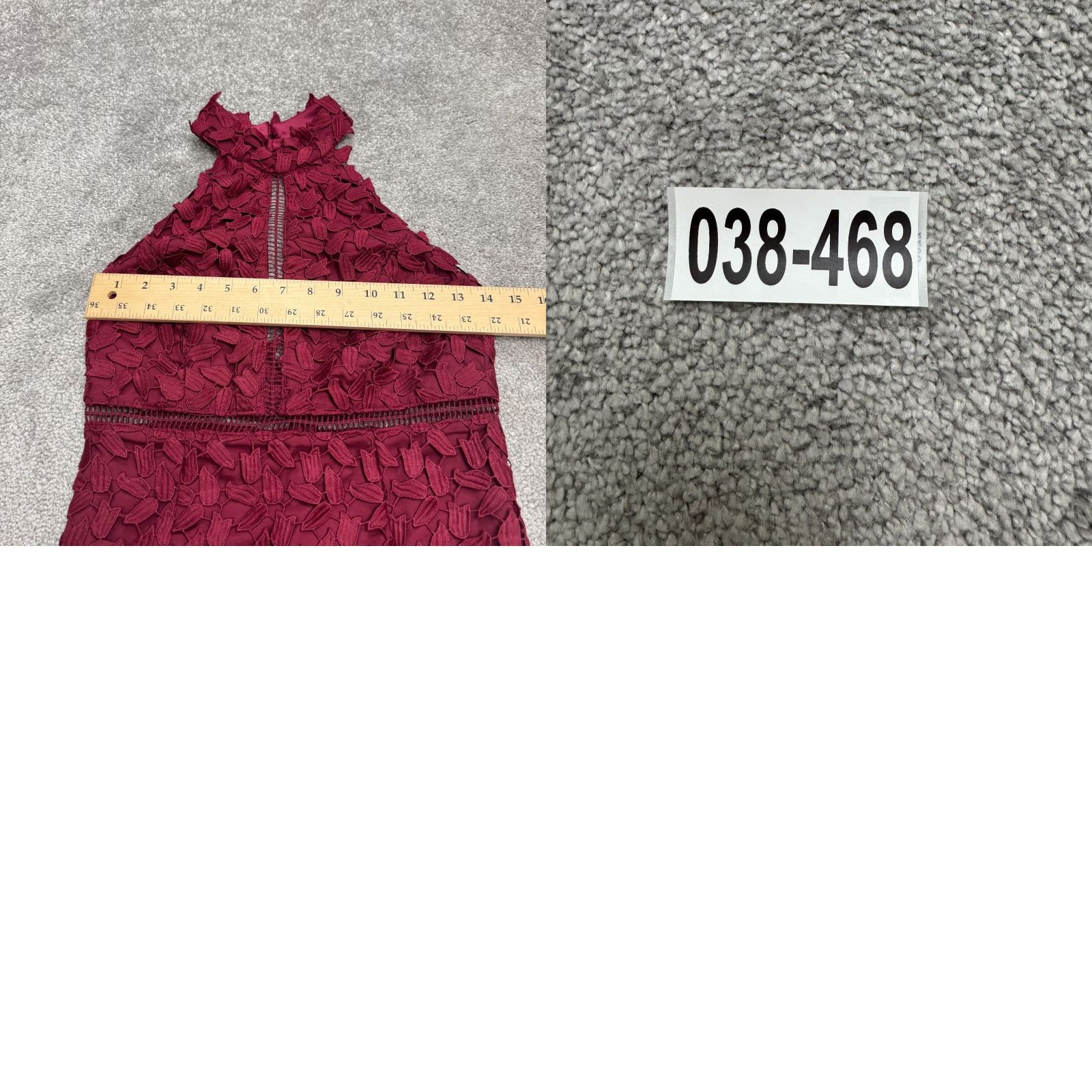 Vintage Bardot Dress Women 4 XS Burgundy Lace Halter Backless Cocktail Knee Length Sheath Party Size S / US 4 / IT 40 - 10 Thumbnail