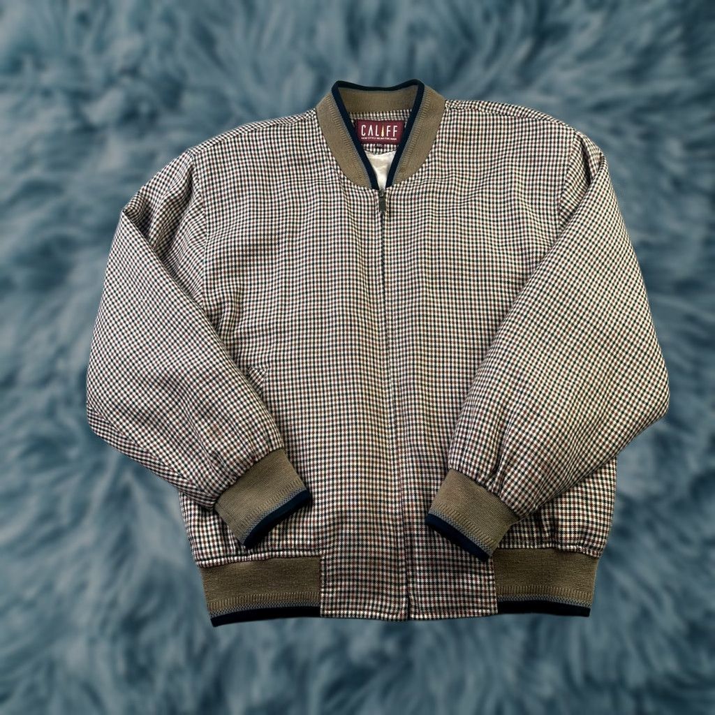 Vintage VINTAGE Califf Jacket Bomber Mens Large Brown Houndstooth Zip Plaid Size US L / EU 52-54 / 3 - 1 Thumbnail