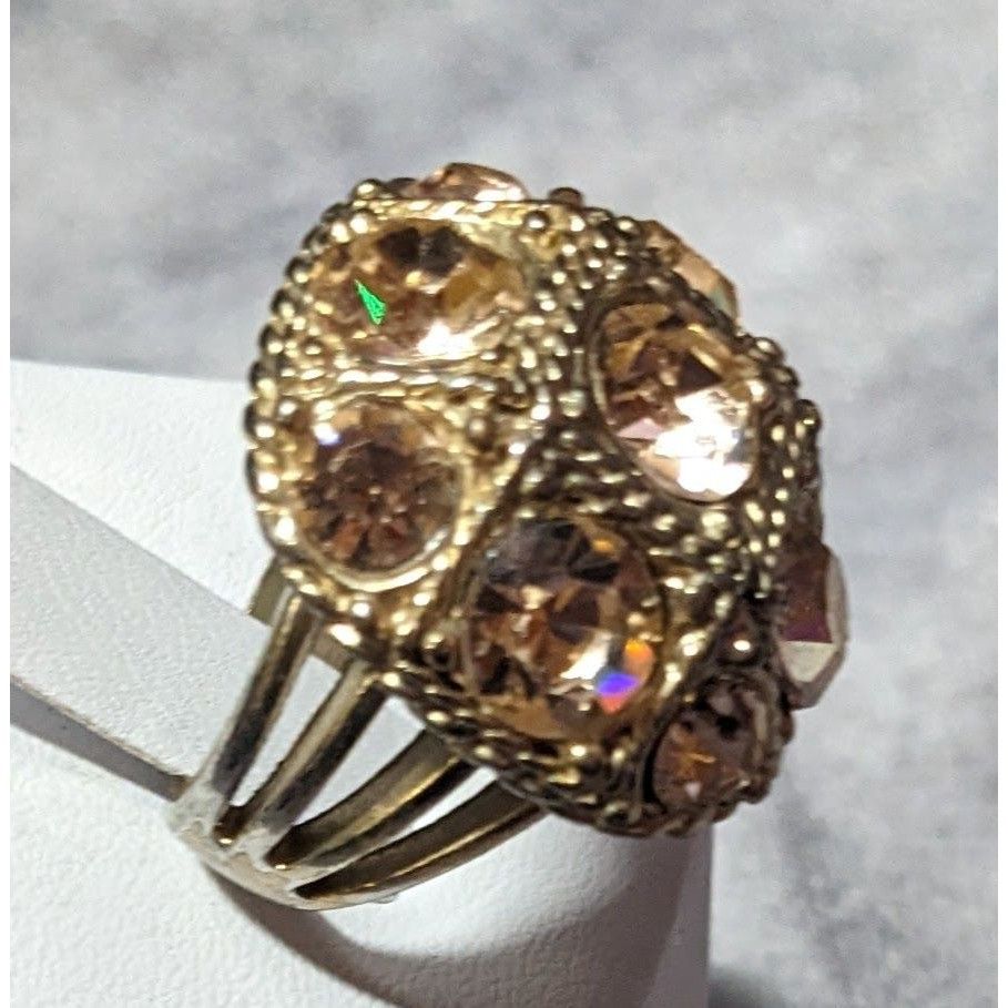 Other Champagne Gemmed Glam Gold Tone Statement Ring Size 7 Size ONE SIZE - 9 Thumbnail