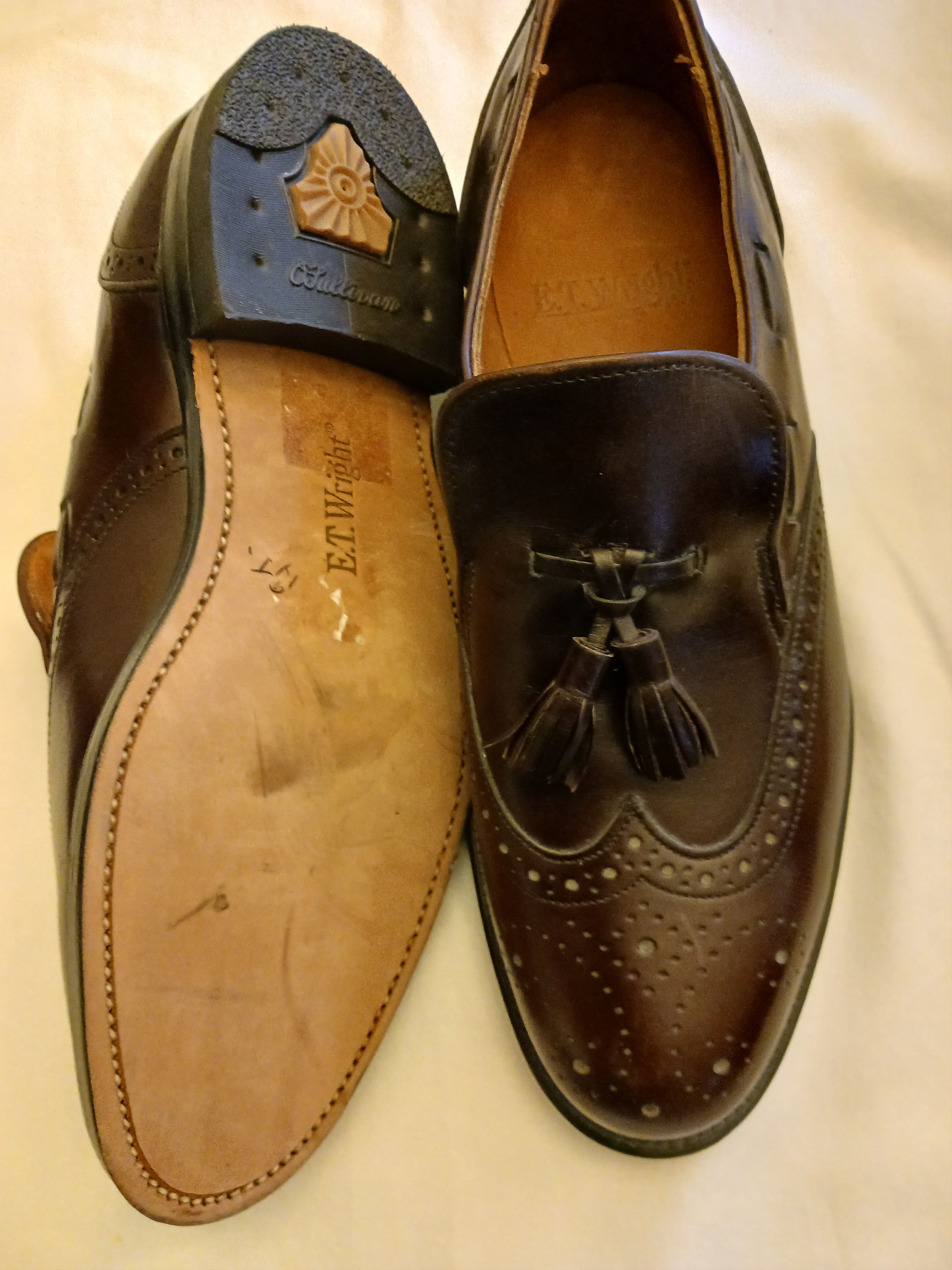E.T. Wright 100% Leather Wingtip Tasseled Slip-On Oxford Shoes Size US 8 / EU 41 - 3 Thumbnail