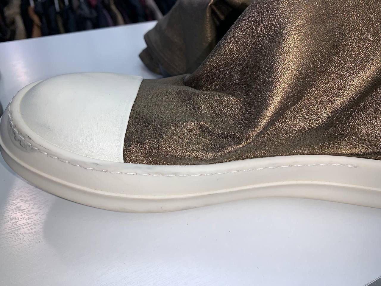 image of Rick Owens Brown Leather Knee Boots, Men's (Size 8)