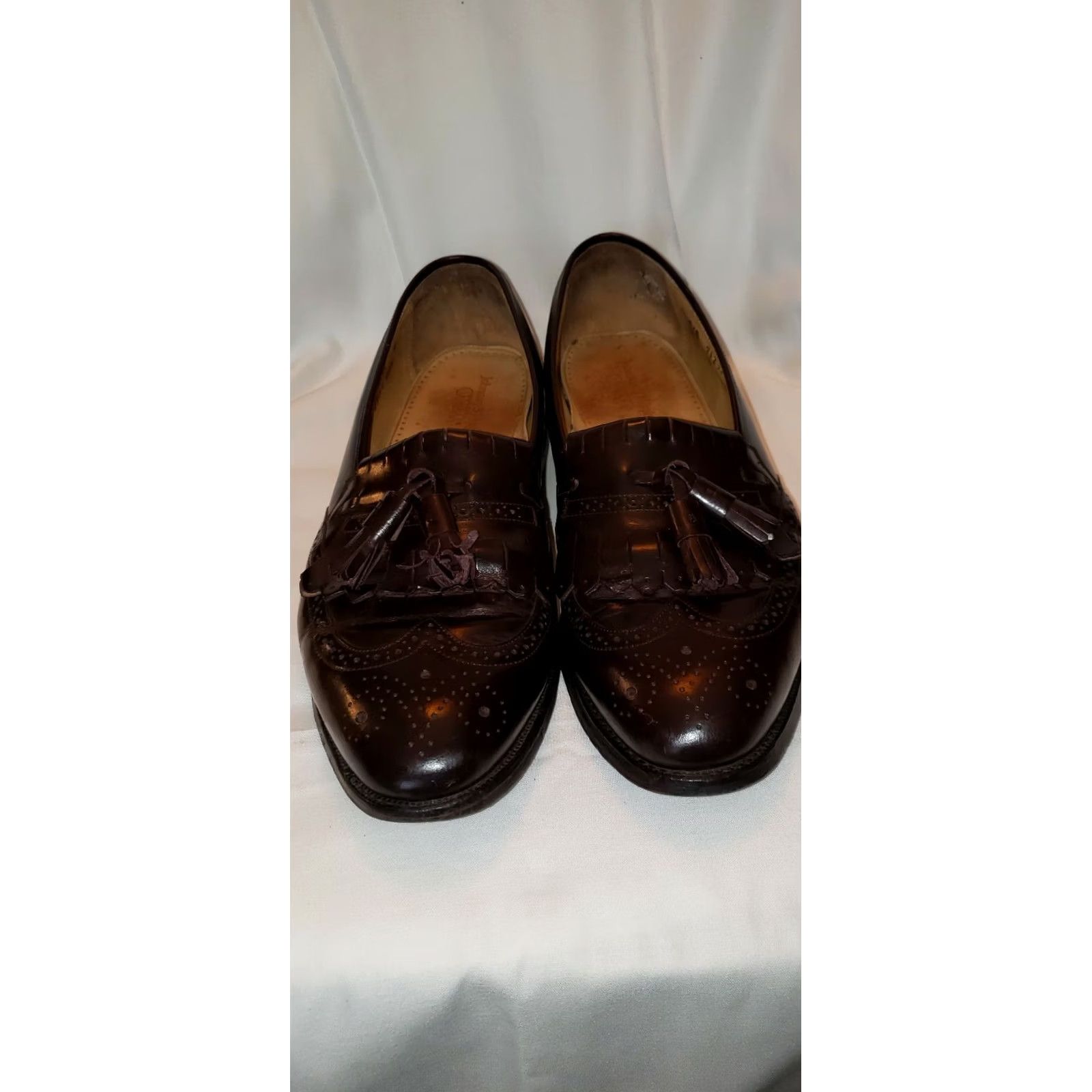 Johnston & Murphy Johnston & Murphy Optima Mens 11.5D Loafer Kilt Tassels Wingtip Burgundy Dark Brown Dress Leather Slip On Shoes Size US 12 / EU 45 - 3 Thumbnail