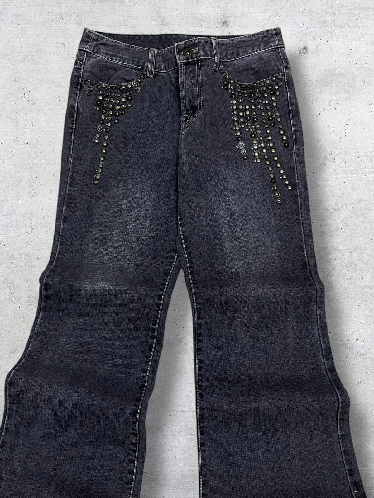 Japanese Brand 90S PUNK-ROCK INFLUENCES EKDUTIN STUDDED FLARED JAPAN DENIM Size US 28 / EU 44 - 4 Thumbnail