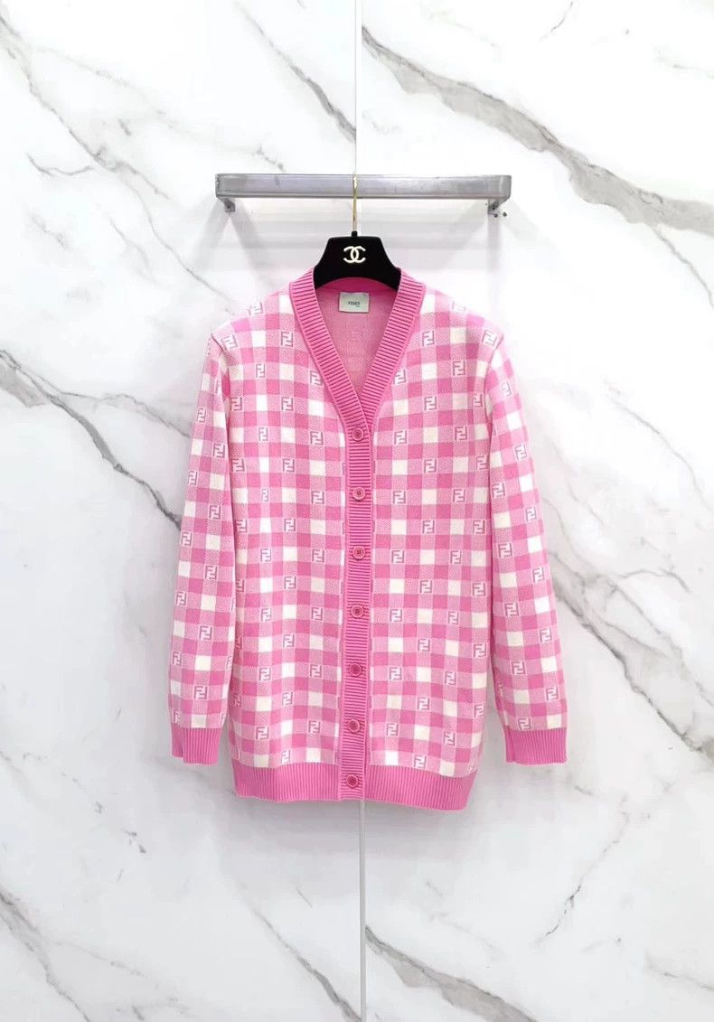 Fendi Fendi Pink F-Logo V-Neck Knit Cardigan - dmc Size US XS / EU 42 / 0 - 1 Thumbnail