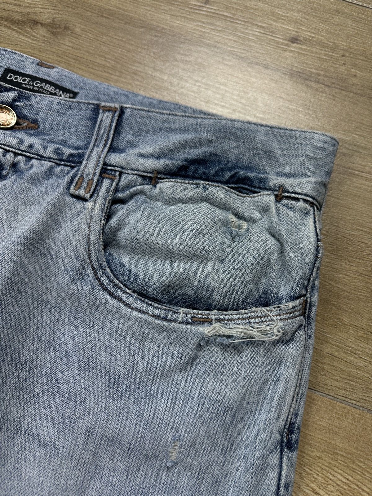 Dolce & Gabbana × Vintage Vintage Dolce&Gabbana Low Waist Distressed Blue Denim Jeans Size US 34 / EU 50 - 8 Thumbnail