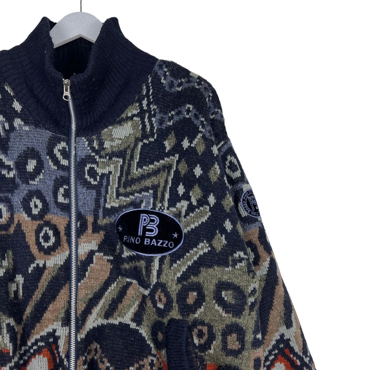 Aran Isles Knitwear 🔥 PINO BAZZO COLOR WAY KNITTED BOMBER JACKET Size US L / EU 52-54 / 3 - 6 Thumbnail