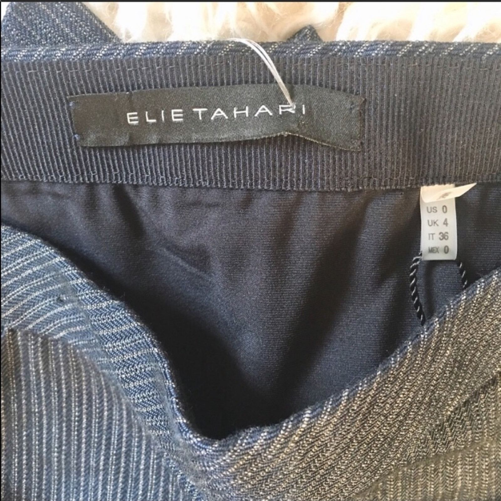 Elie Tahari NEW Elie Tahari Navy Blue Striped Lined Pencil Mini Skirt Size 25" / US 0 / IT 36 - 8 Thumbnail