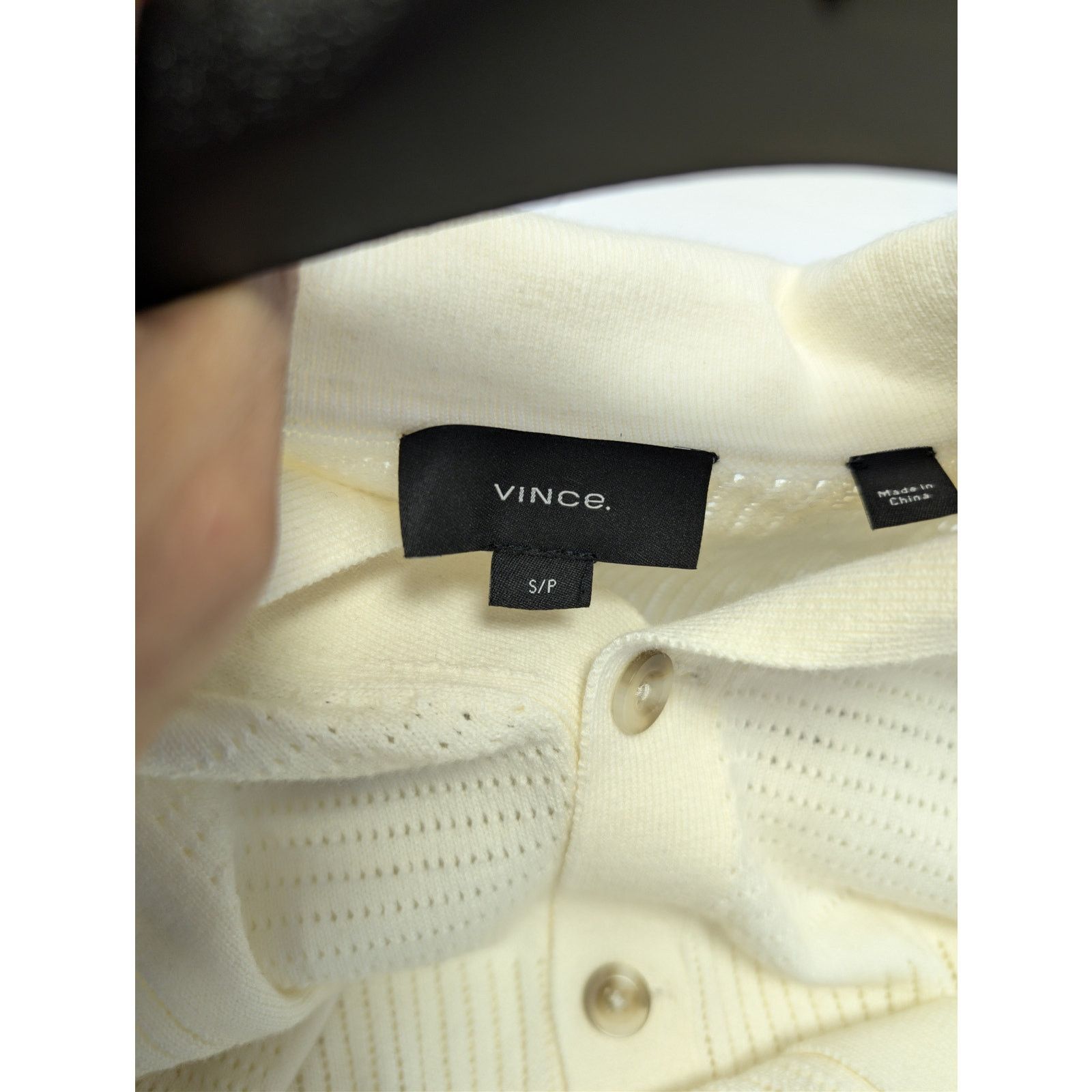 Vince o1rshd1 CC20 Patchwork Pointelle Short-Sleeve Sweater Cream Size US S / EU 44-46 / 1 - 18 Thumbnail