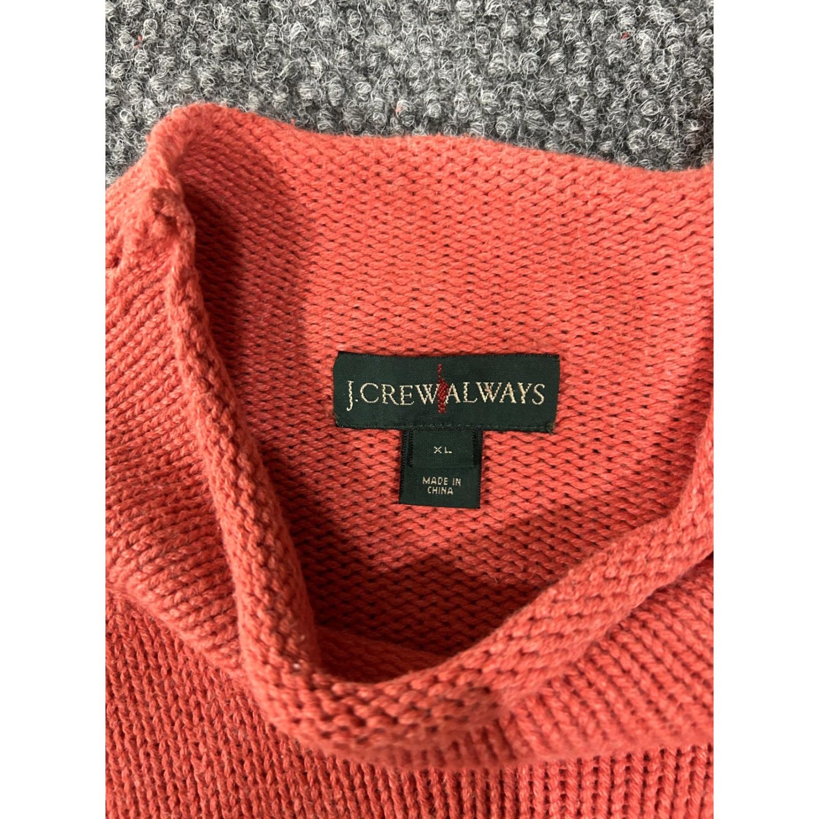 J.Crew J.Crew Oarsman Sweater Womens XL Orange Mock Neck Knit Cropped Pullover Cotton Sweatshirt? Size XL / US 12-14 / IT 48-50 - 5 Thumbnail
