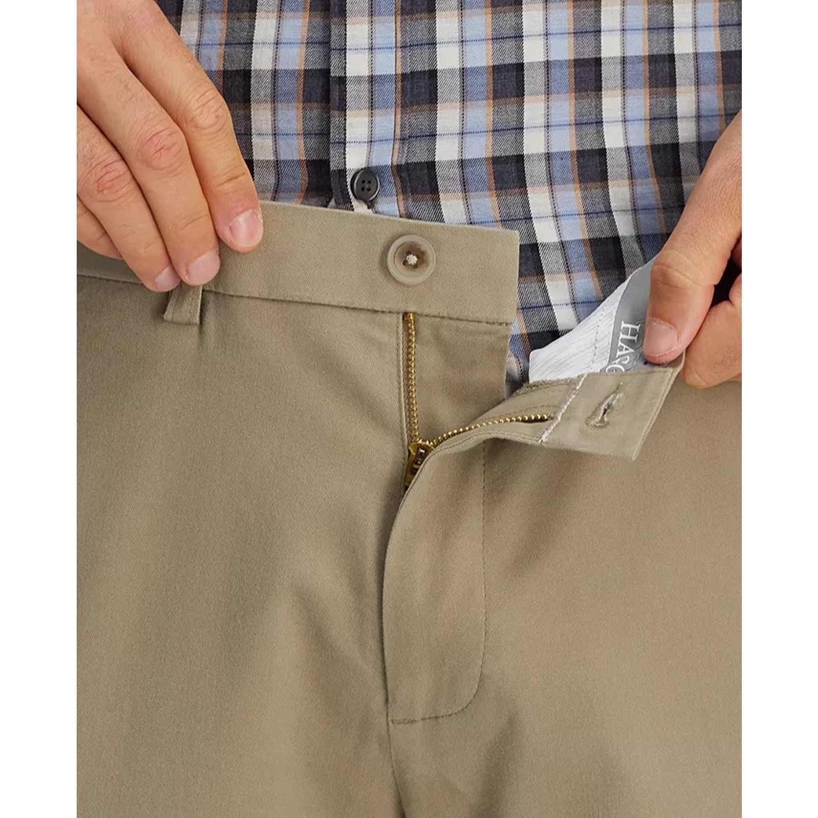 Haggar Haggar Men's Medium Khaki Soft Chino Dress Pants Size 34x29 Size US 34 / EU 50 - 4 Thumbnail