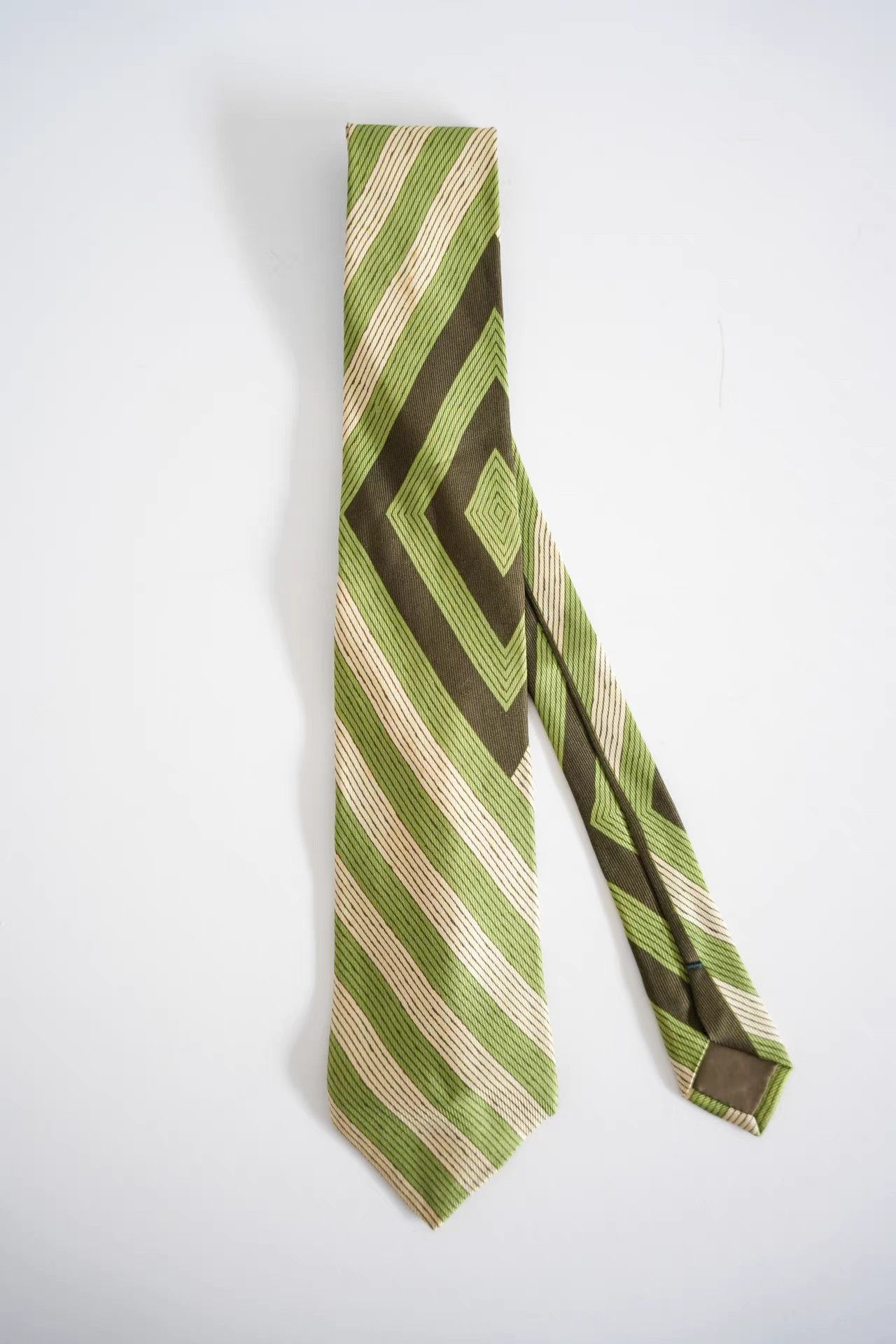 Yohji Yamamoto Yohji Yamamoto White & Green Plaid Silk Tie k4 Size ONE SIZE - 1 Thumbnail