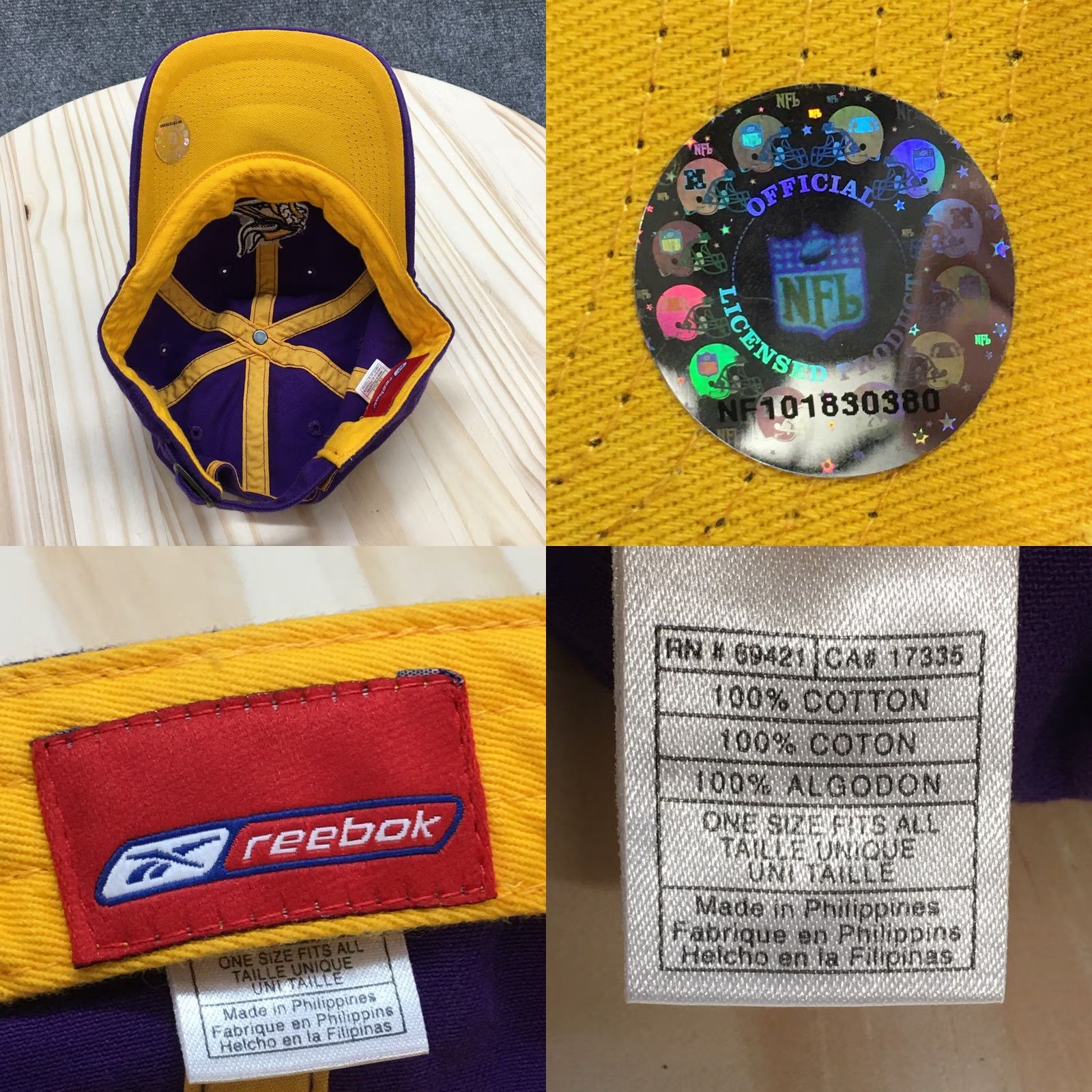 Reebok Reebok Minnesota Viking NFL Baseball Cap Mens Purple One Size Embroidered Logo Size ONE SIZE - 8 Thumbnail