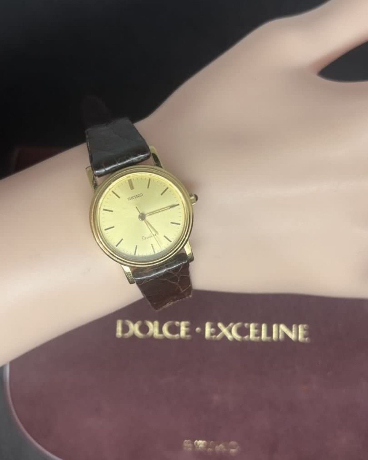 Seiko COMPLETE SET! Vintage 90s Seiko Exceline Gold Sunburst Dial Size ONE SIZE - 3 Thumbnail