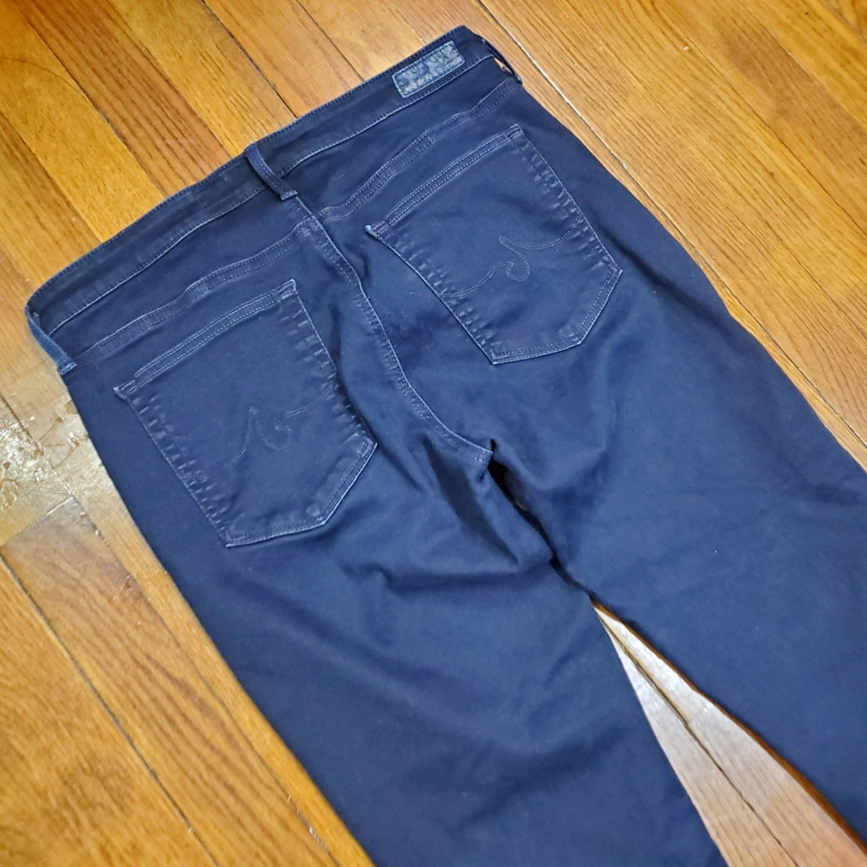 Vintage AG Adriano Goldschmied Jeans Womens 31R Blue The Middi Mid-Rise Jegging Stretch Jeans Women Slim Pockets 5-Pocket Denim Dark Fall Size 24" / US 00 / IT 34 - 3 Thumbnail