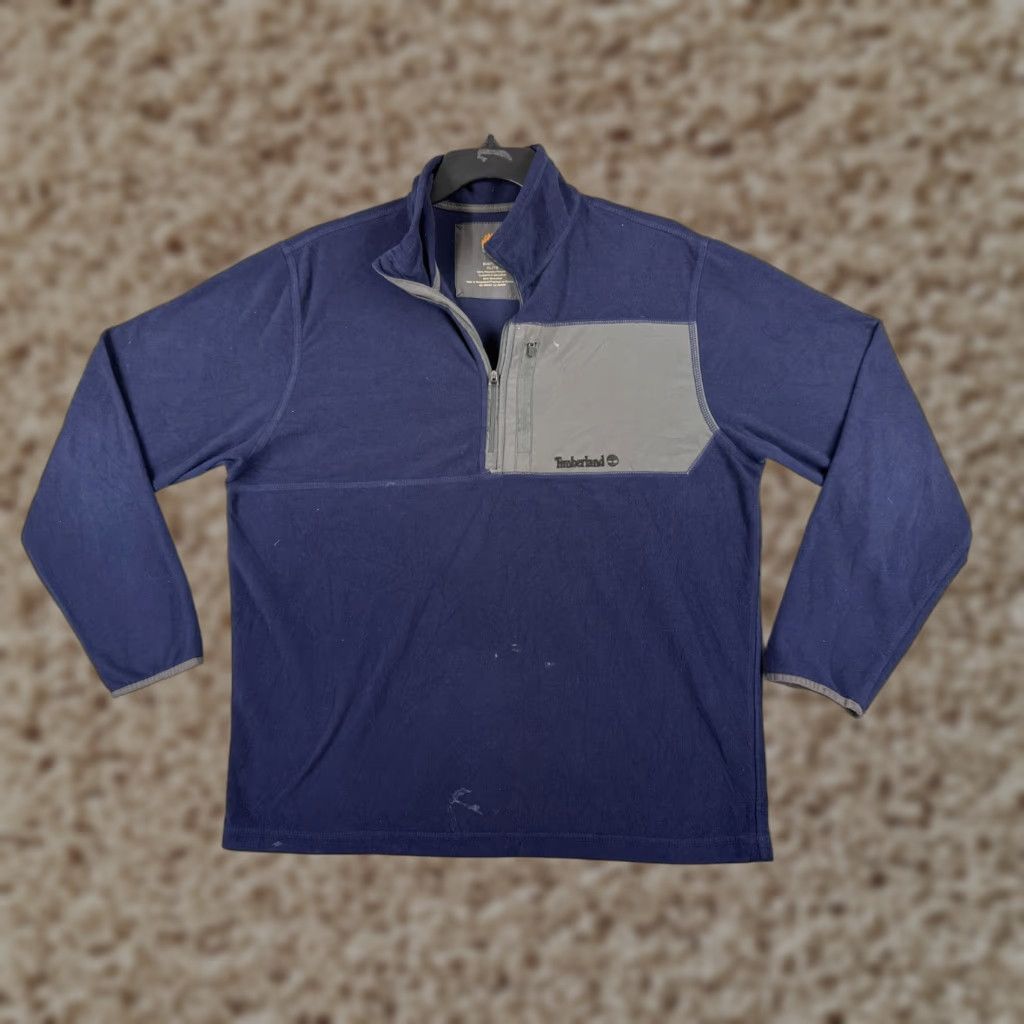 Timberland TIMBERLAND Sweater Mens XL Blue 1/4 Zip Polyester Fleece Mock Neck Pullover Embroidered Logo Size US XL / EU 56 / 4 - 1 Thumbnail