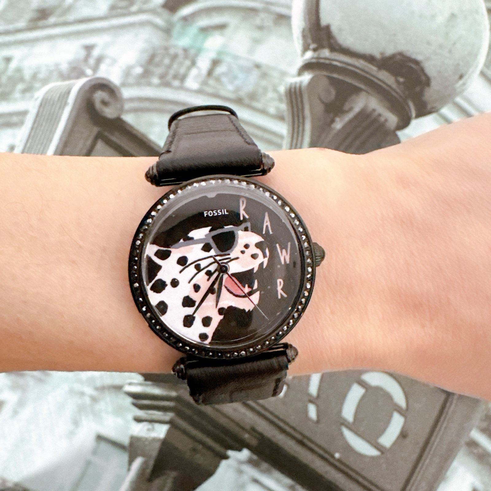 Fossil Fossil ES4710 Lyric Three-Hand Black Leather Watch Size ONE SIZE - 6 Thumbnail