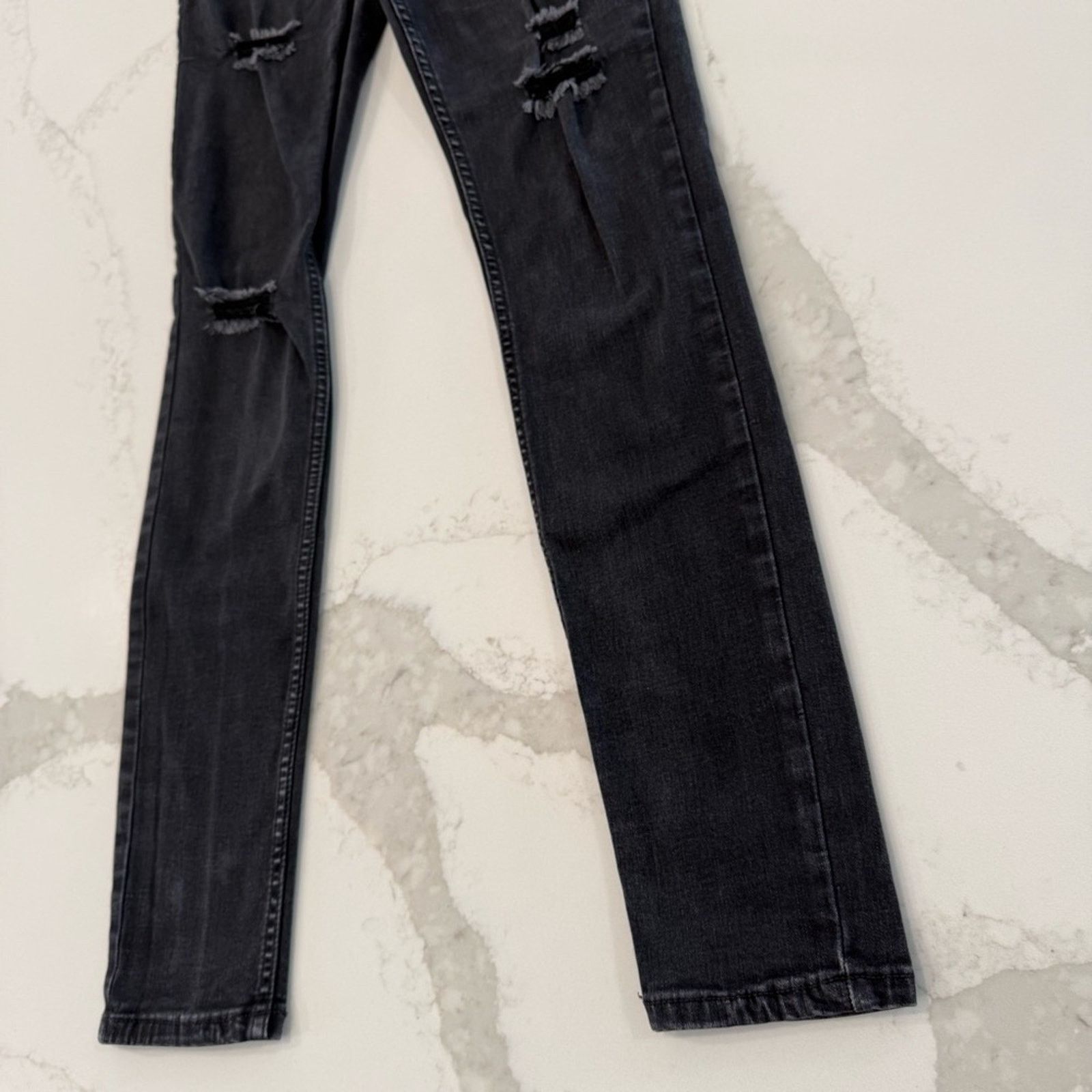 Free People Free People Distressed High Rise Black Denim Jeans Womens 29 Size 29" - 2 Thumbnail
