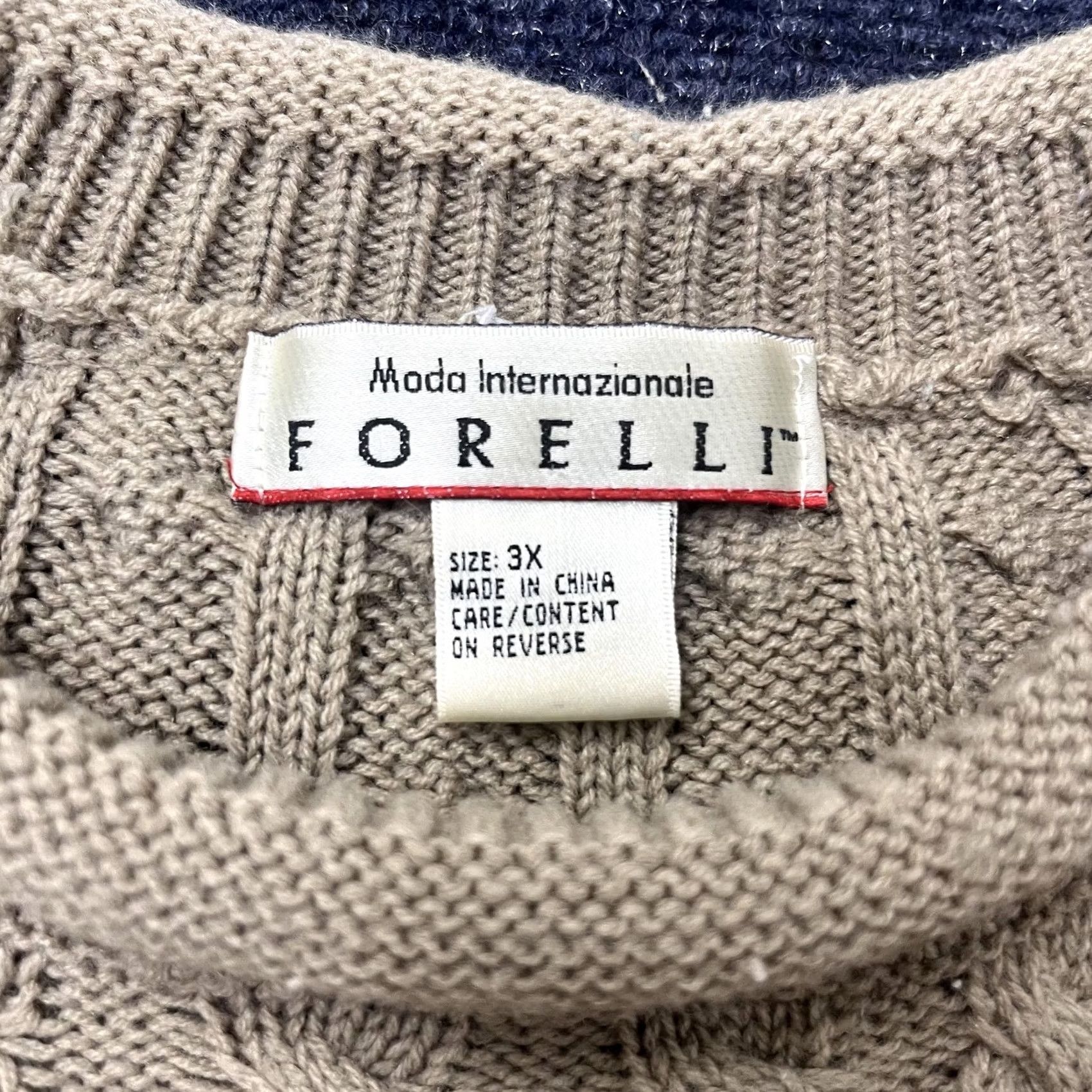 Vintage VINTAGE Forelli Sweater Womens 3X Plus Beige Cable Knit Crew Neck Long Sleeve Size XXL / US 16-18 / IT 52-54 - 2 Thumbnail