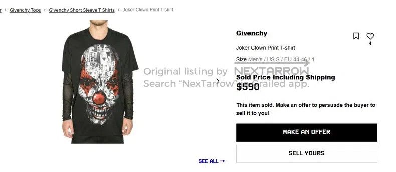 Givenchy Givenchy Black poker joker print short-sleeve shirt size M Size US M / EU 48-50 / 2 - 6 Thumbnail