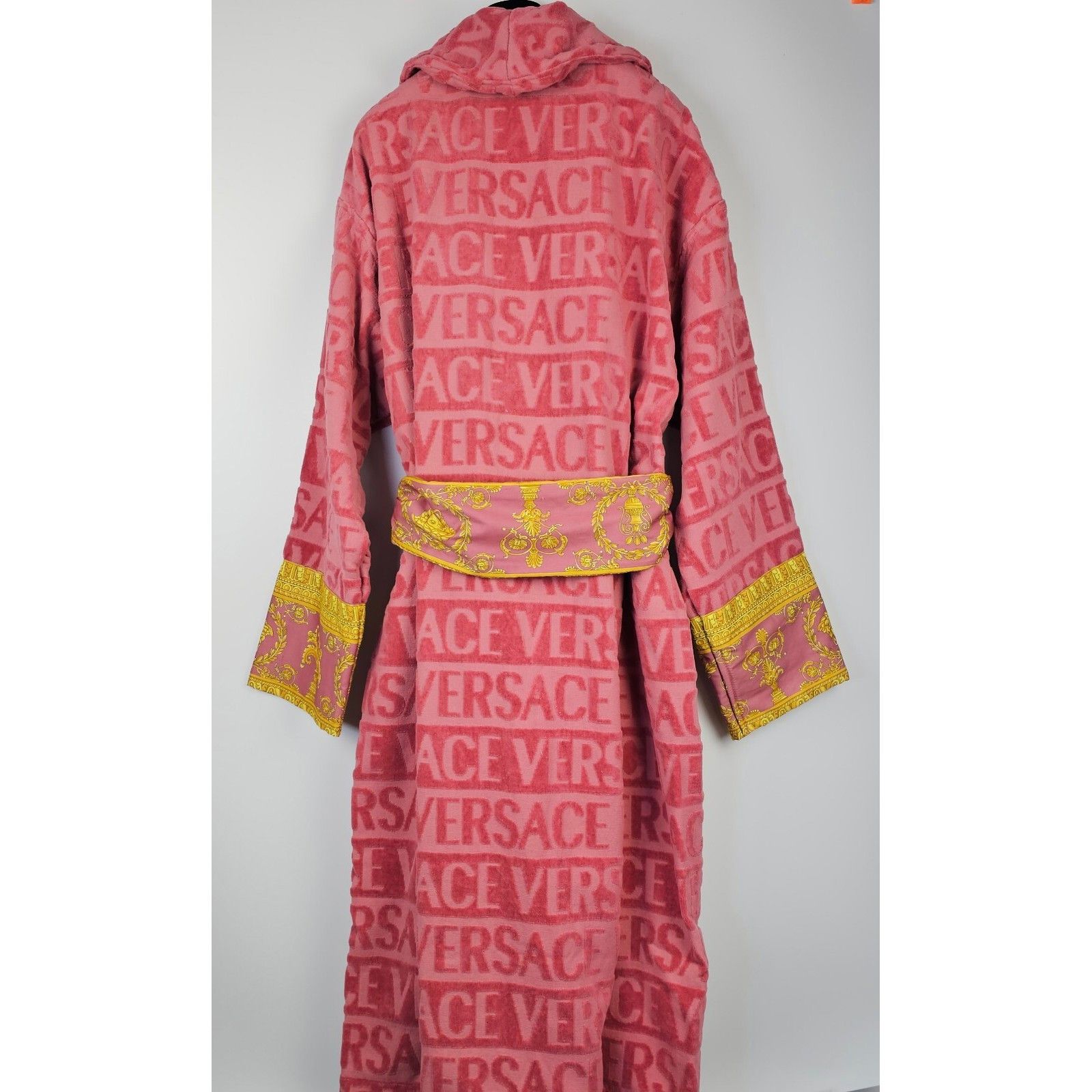 VERSACE Baroque $550 Strawberry Jam Unisex Long Bathrobe New