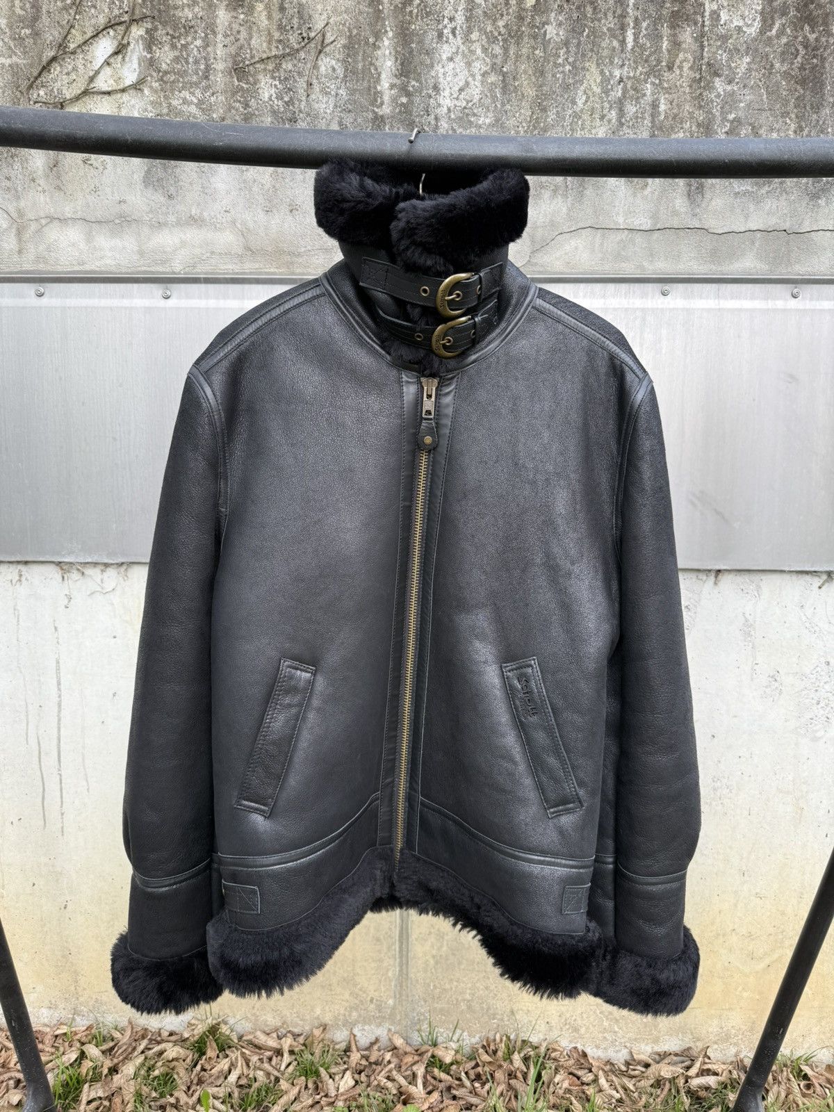 Schott NWT Schott NYC B-3 Sheepskin Bomber Jacket - Triple Black Size US XXL / EU 58 / 5 - 3 Thumbnail