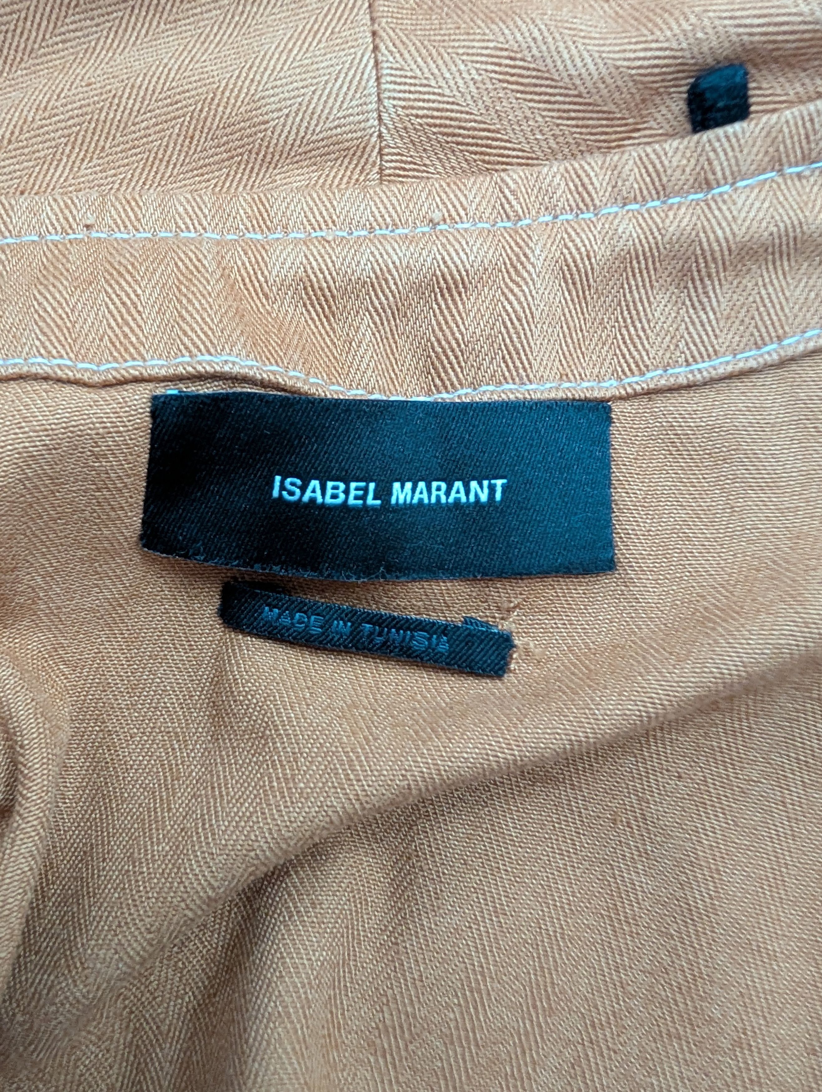 Isabel Marant Isabel Marant Brown Denim Pauline Striped Jacket Size XS / US 0-2 / IT 36-38 - 7 Thumbnail