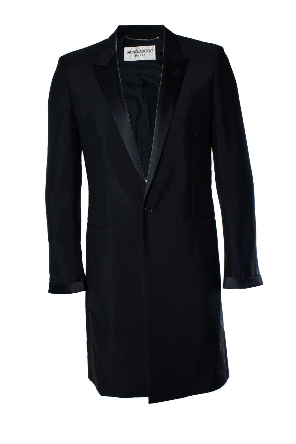 Saint Laurent Paris Saint Laurent, black blazer coat with shiny revert Size US XL / EU 56 / 4 - 1 Thumbnail