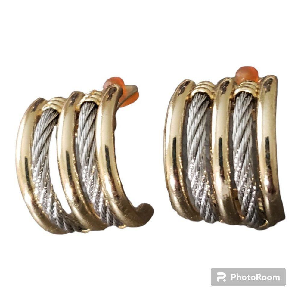 Designer Vintage Two-tone Clip Earrings Size ONE SIZE - 7 Thumbnail