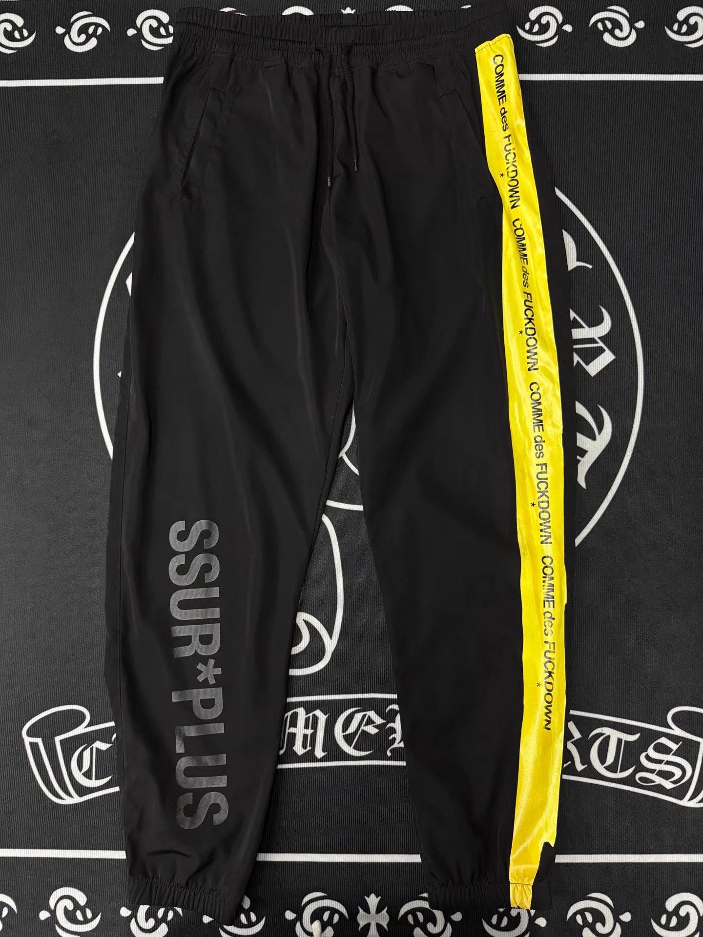 SSUR SSUR Black & Yellow Slogan Striped Pants Q10 Size US 36 / EU 52 - 1 Thumbnail