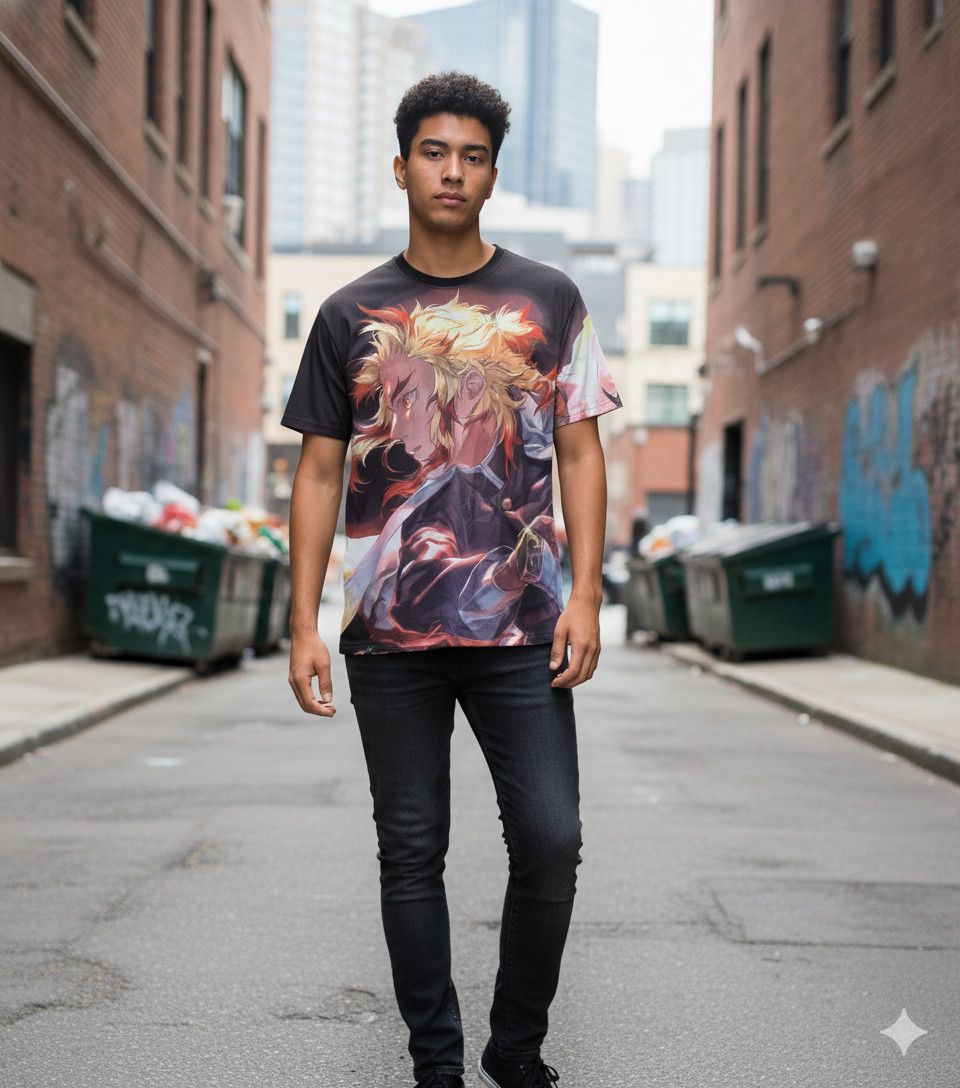 Anime Kyojuro Rengoku Full Graphic anime shirt Size US L / EU 52-54 / 3 - 1 Thumbnail