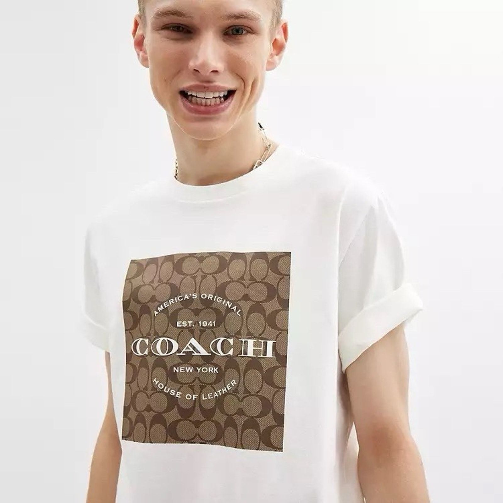 Coach NWT Coach Men Signature T Shirt Organic Cotton CO790 White Size US XL / EU 56 / 4 - 8 Thumbnail