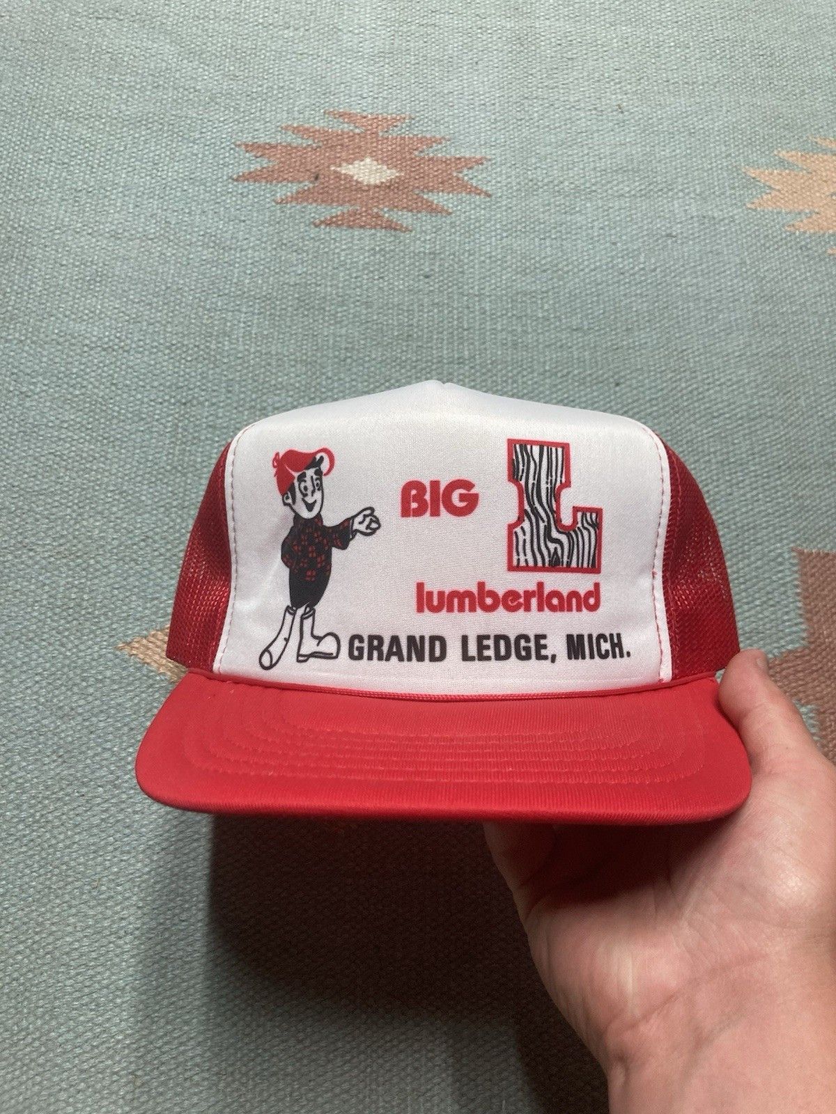 Vintage Vtg trucker hat Big L Lumberland grand ledge Michigan wood Size ONE SIZE - 2 Thumbnail