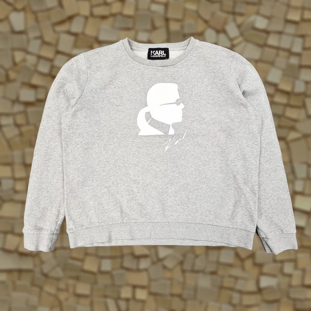 Karl Lagerfeld Karl Lagerfeld Sweatshirt Womens Grey Medium Cotton Fleece Logo Pullover Crew Neck Long Sleeve Regular Size M / US 6-8 / IT 42-44 - 1 Thumbnail