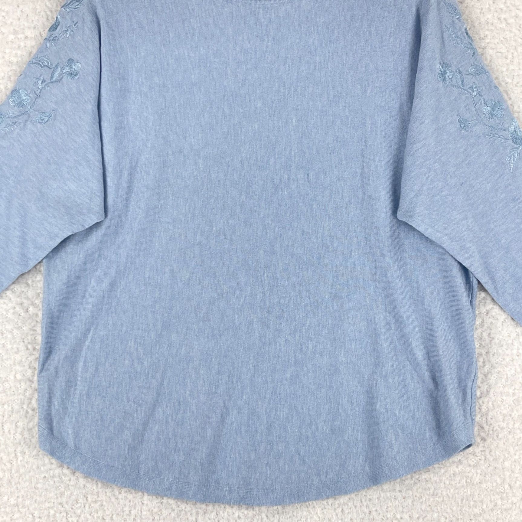 Vintage Vila Milano Blue Knit Shirt Womens Large Embroidered 3/4 Sleeve Pullover Casual Size L / US 10 / IT 46 - 4 Thumbnail